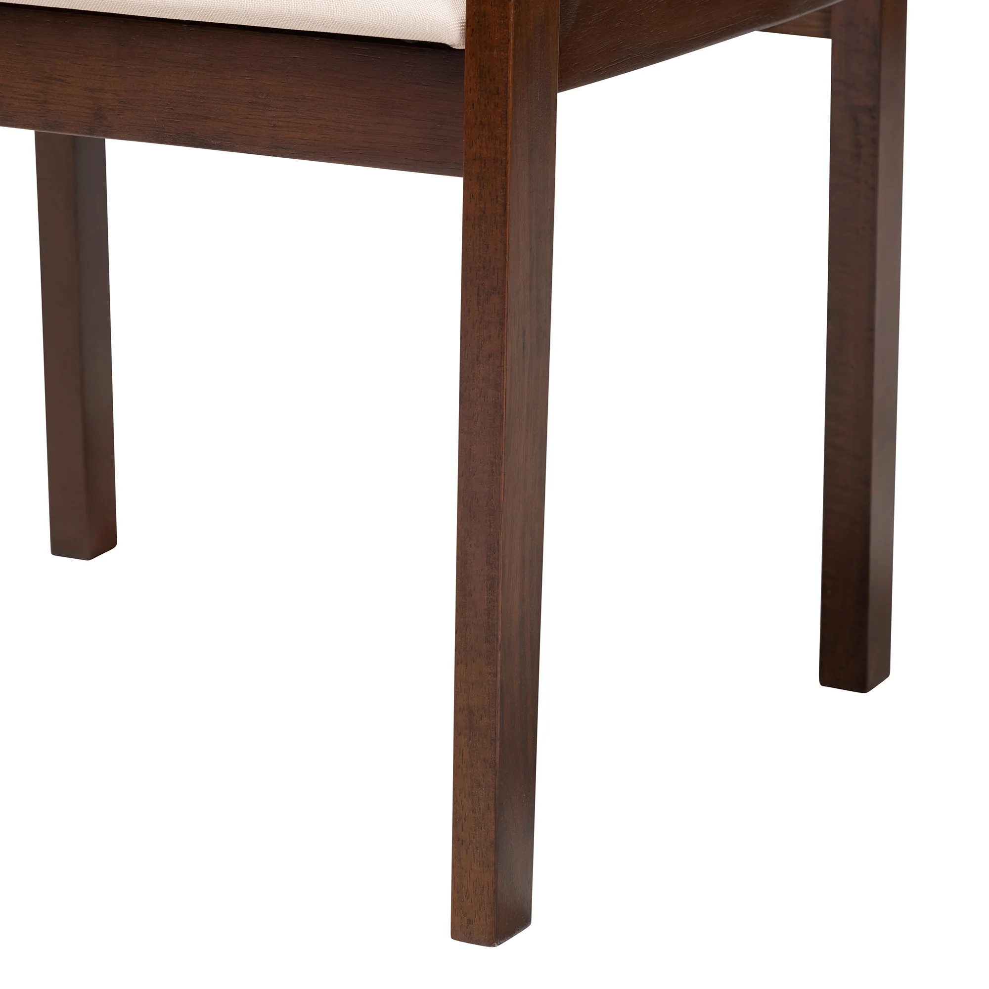 Baxton Studio Helene Mid-Century Modern Cream Fabric and Dark Brown Finished Wood 5-Piece Dining Set - Image 9