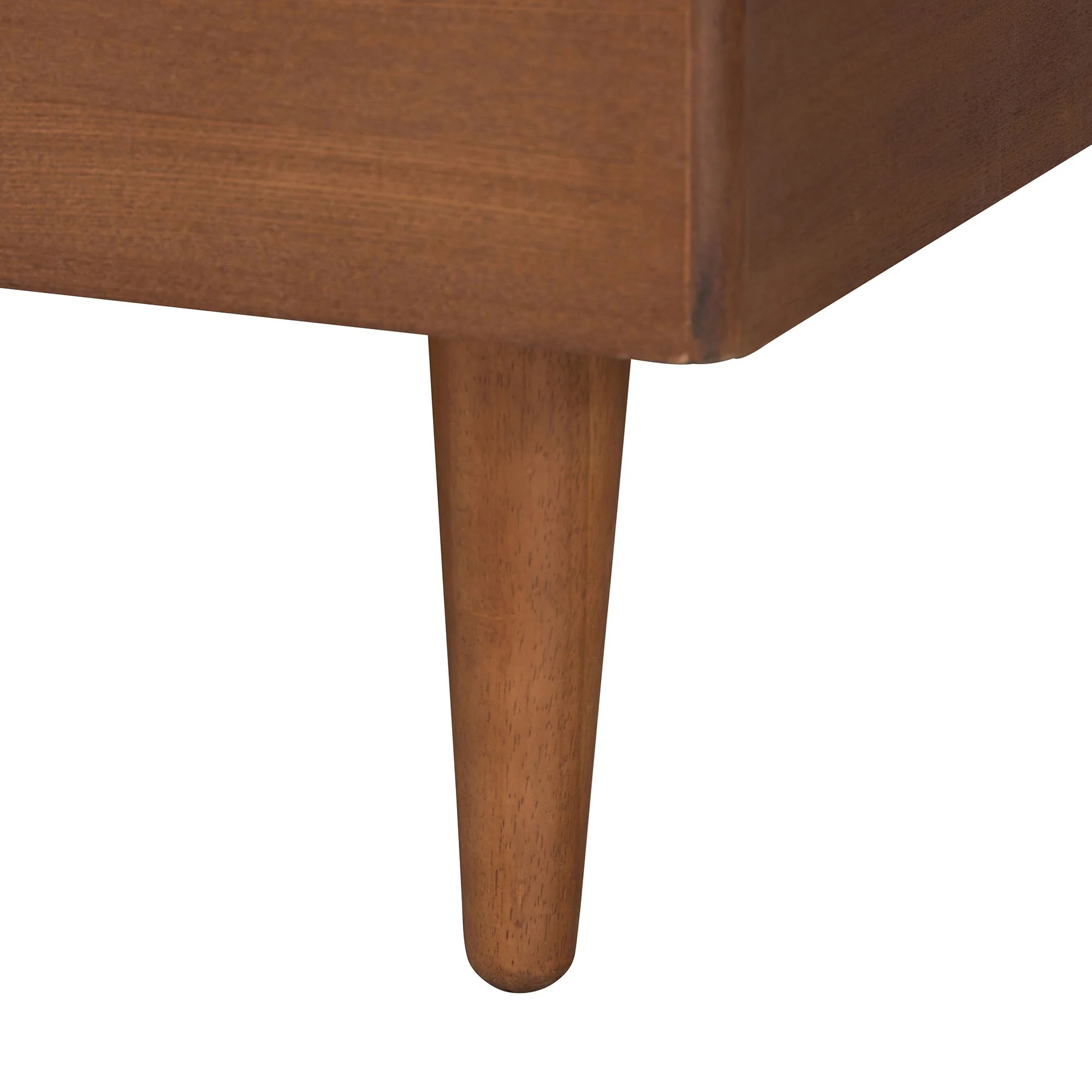 Baxton Studio Hemera Mid-Century Modern Grey Fabric and Walnut Brown Wood King Size Platform Bed With Floating Side Table - Image 10