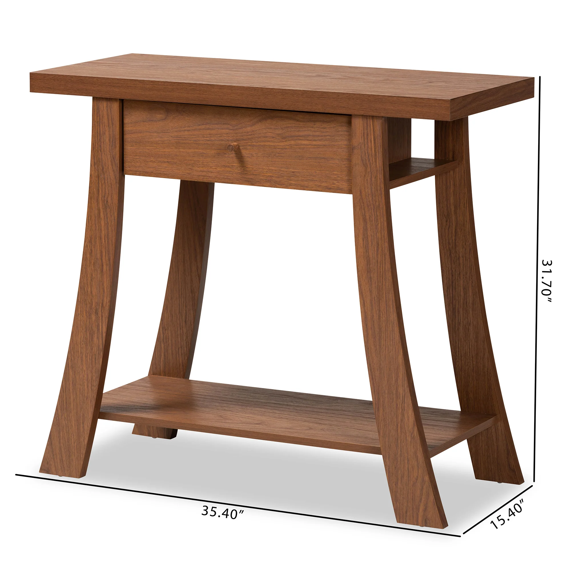 Baxton Studio Herman Modern and Contemporary Walnut Brown Finished Wood 1-Drawer Console Table - Image 10