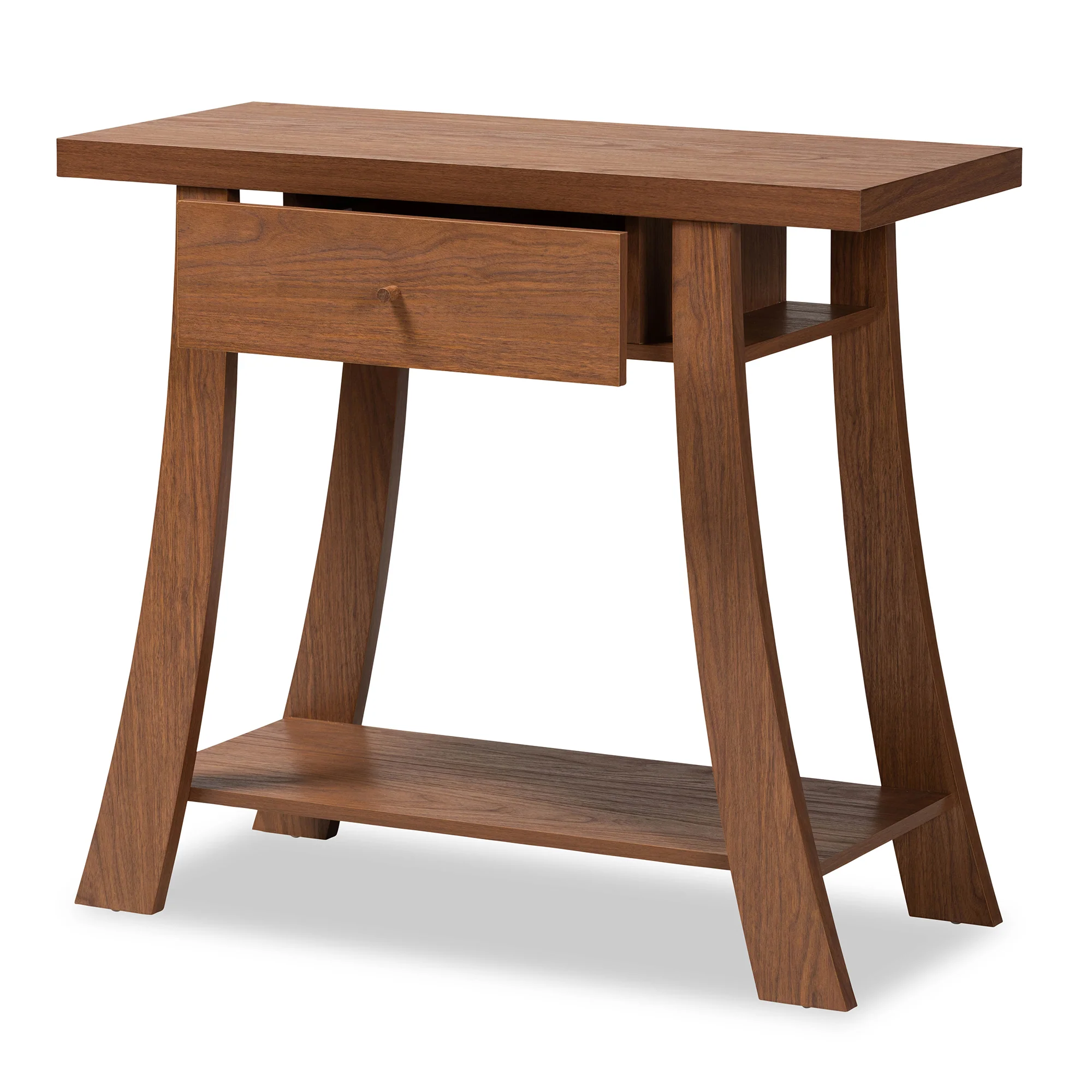 Baxton Studio Herman Modern and Contemporary Walnut Brown Finished Wood 1-Drawer Console Table - Image 3