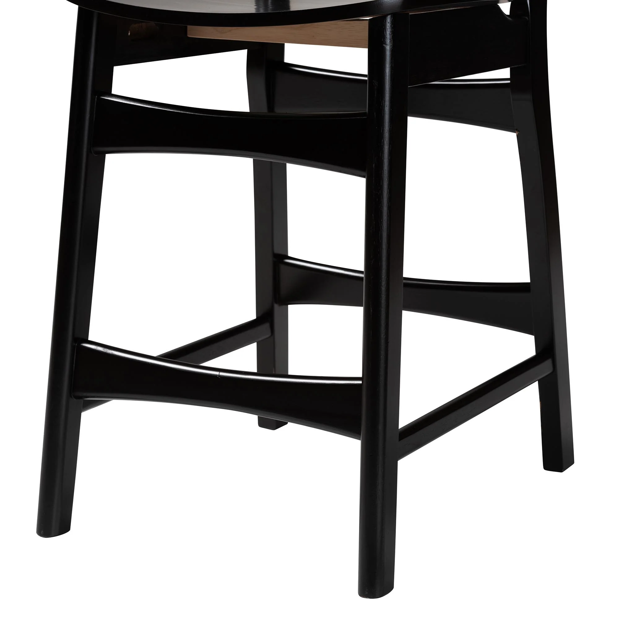 Baxton Studio Hesper Mid-Century Modern Dark Brown Finished Wood and Rattan 2-Piece Counter Stool Set - Image 6