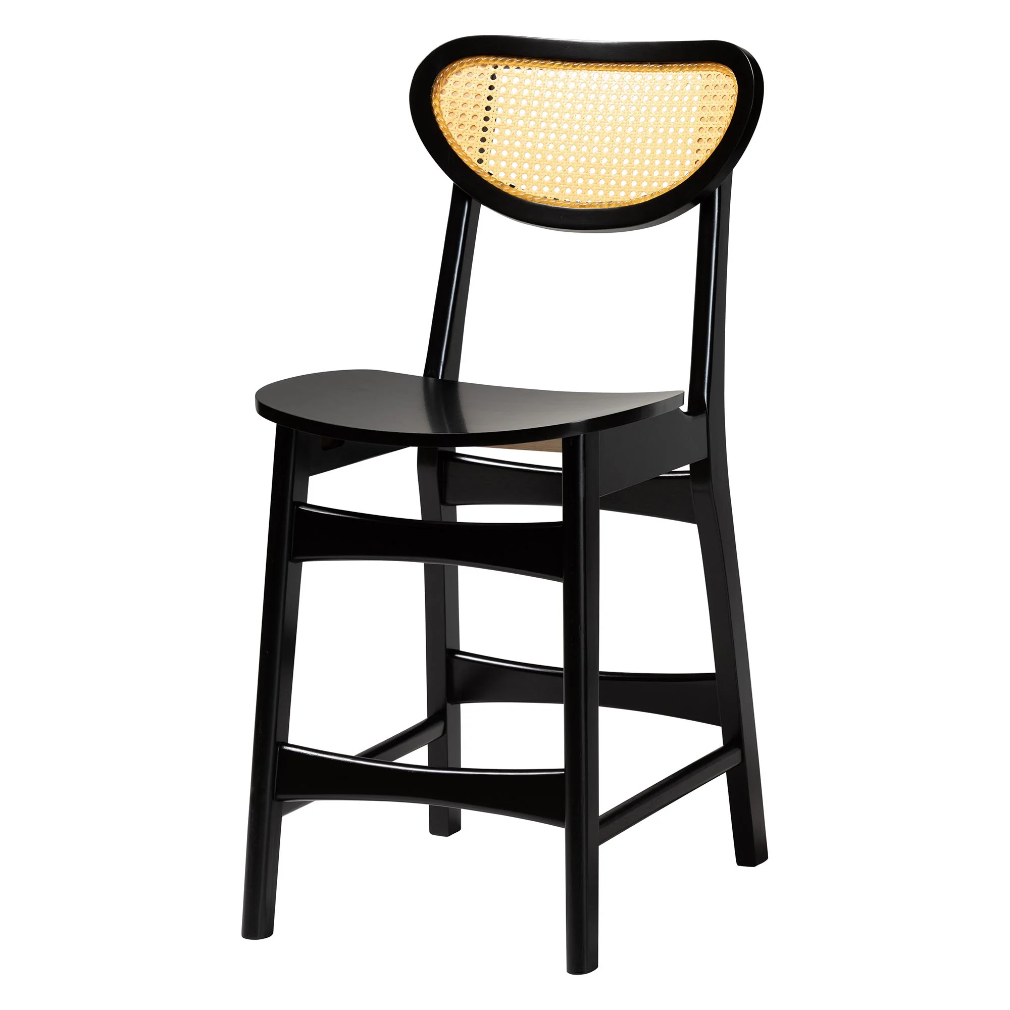Baxton Studio Hesper Mid-Century Modern Dark Brown Finished Wood and Rattan 5-Piece Pub Set - Image 5