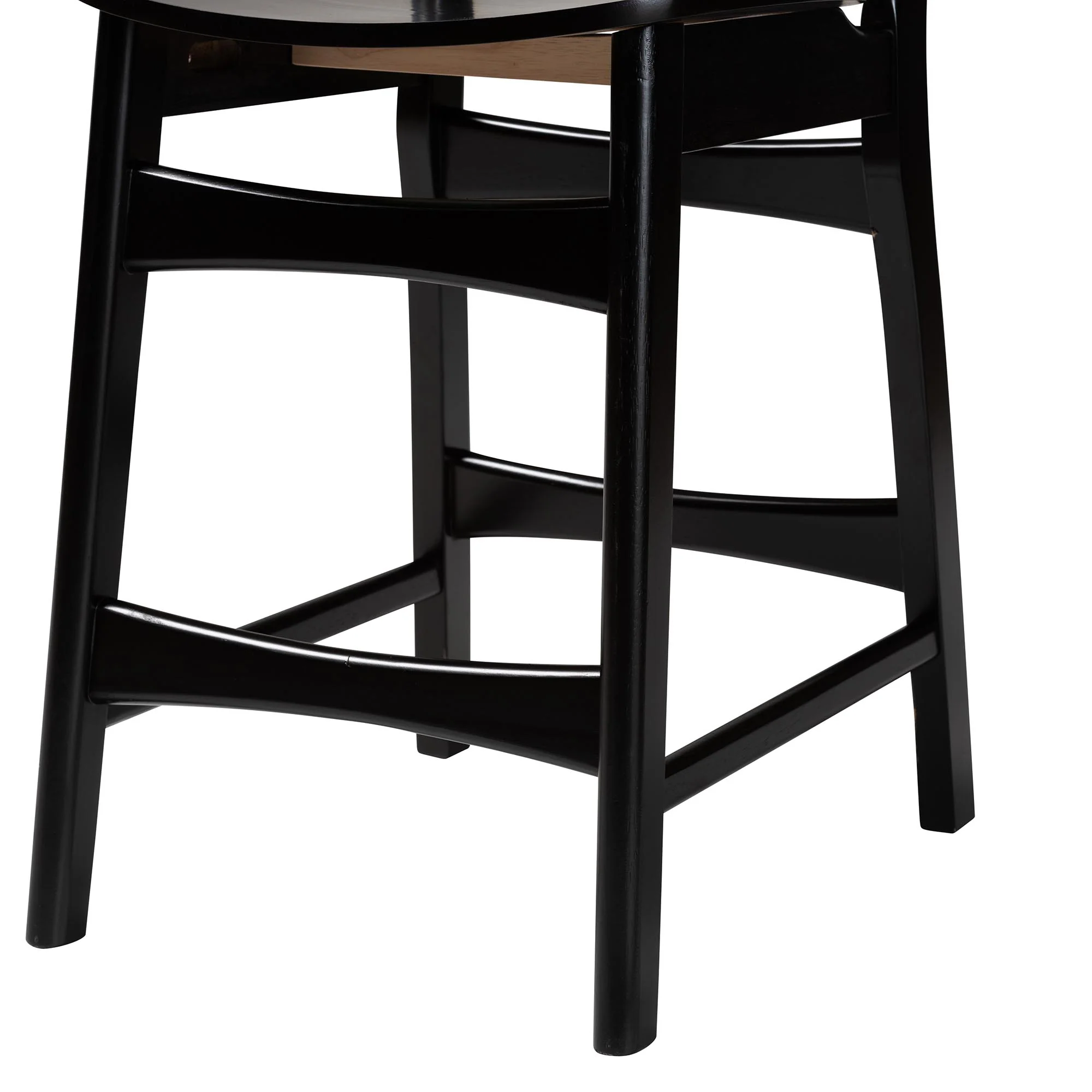 Baxton Studio Hesper Mid-Century Modern Dark Brown Finished Wood and Rattan 5-Piece Pub Set - Image 9