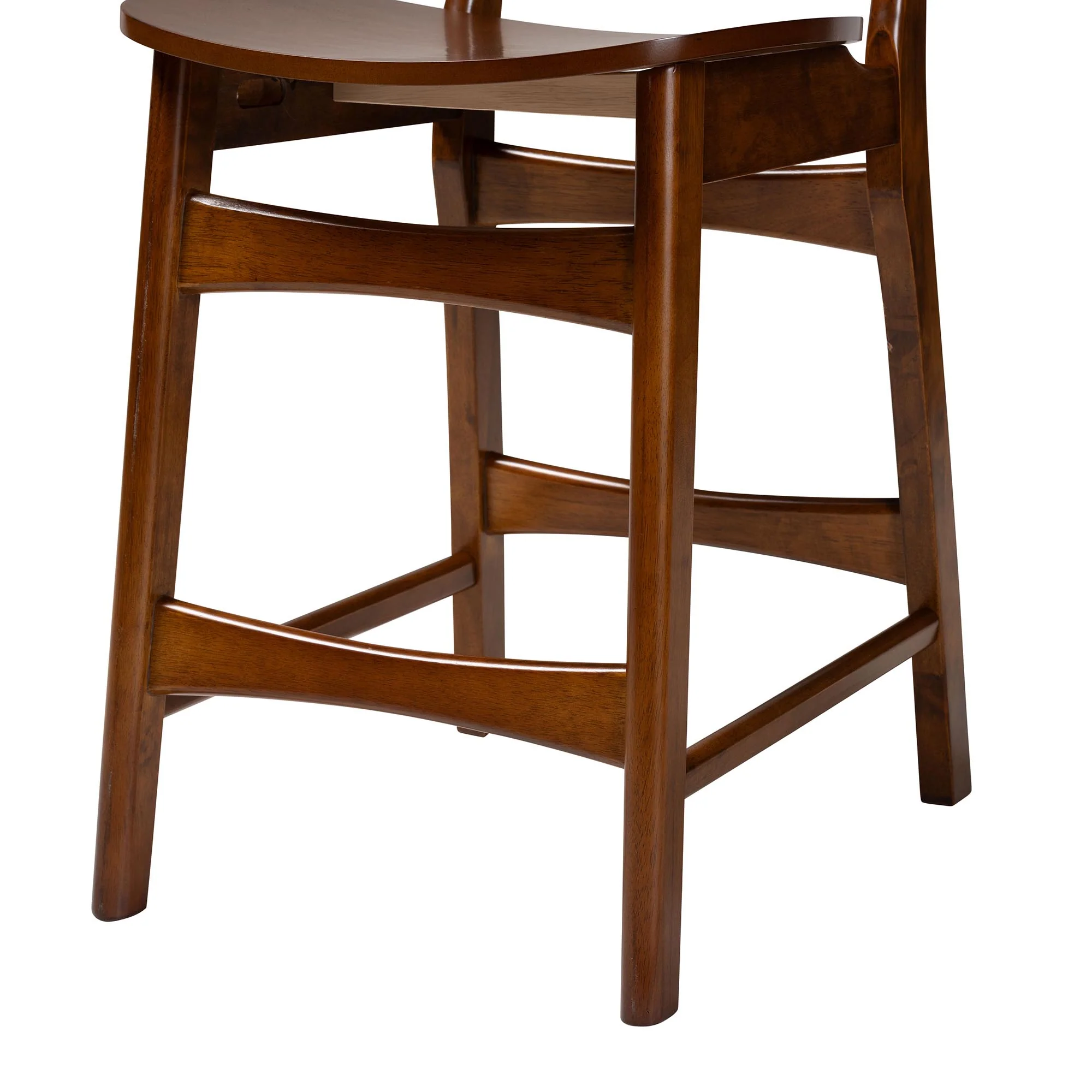 Baxton Studio Hesper Mid-Century Modern Walnut Brown Finished Wood and Rattan 2-Piece Counter Stool Set - Image 6