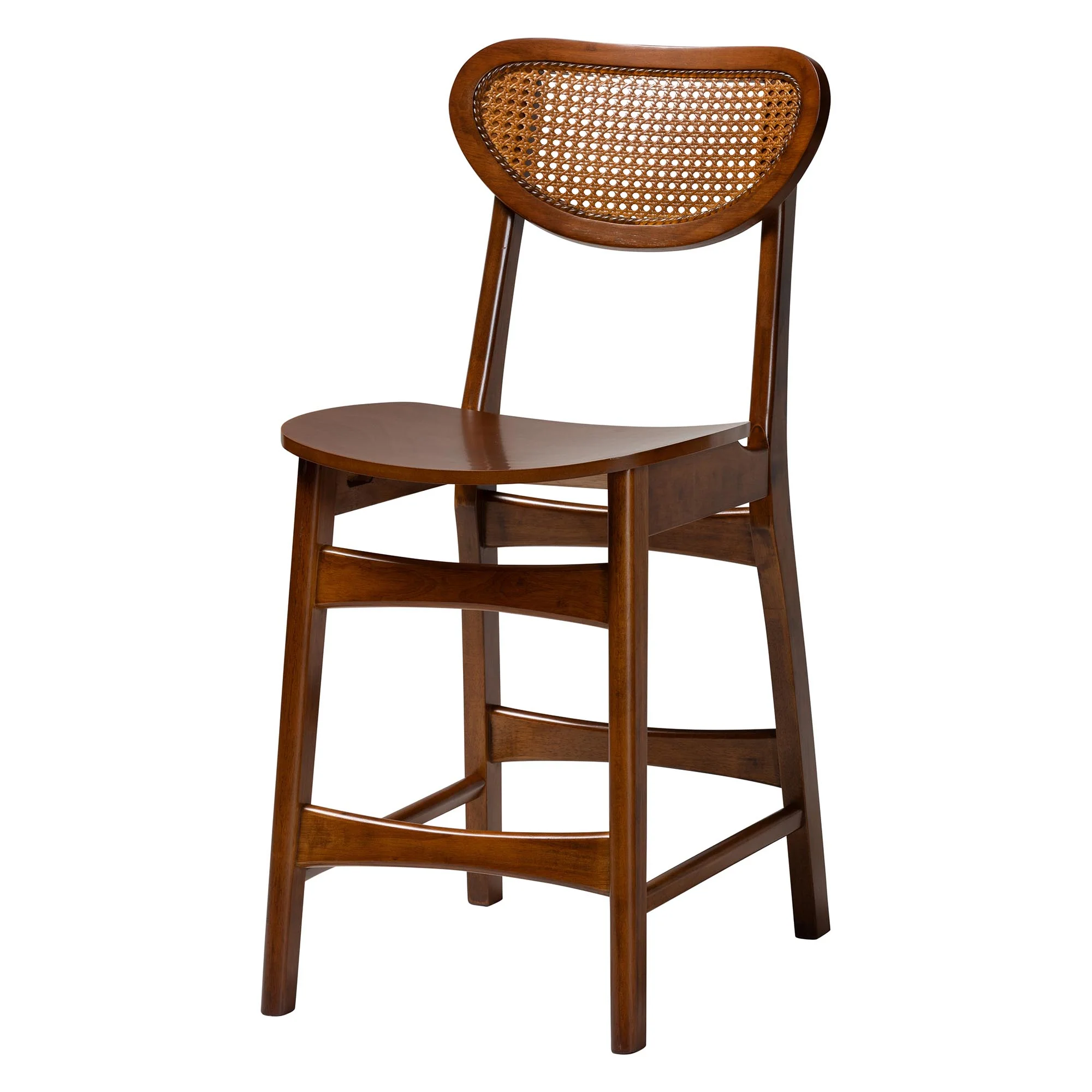 Baxton Studio Hesper Mid-Century Modern Walnut Brown Finished Wood and Rattan 5-Piece Pub Set - Image 5