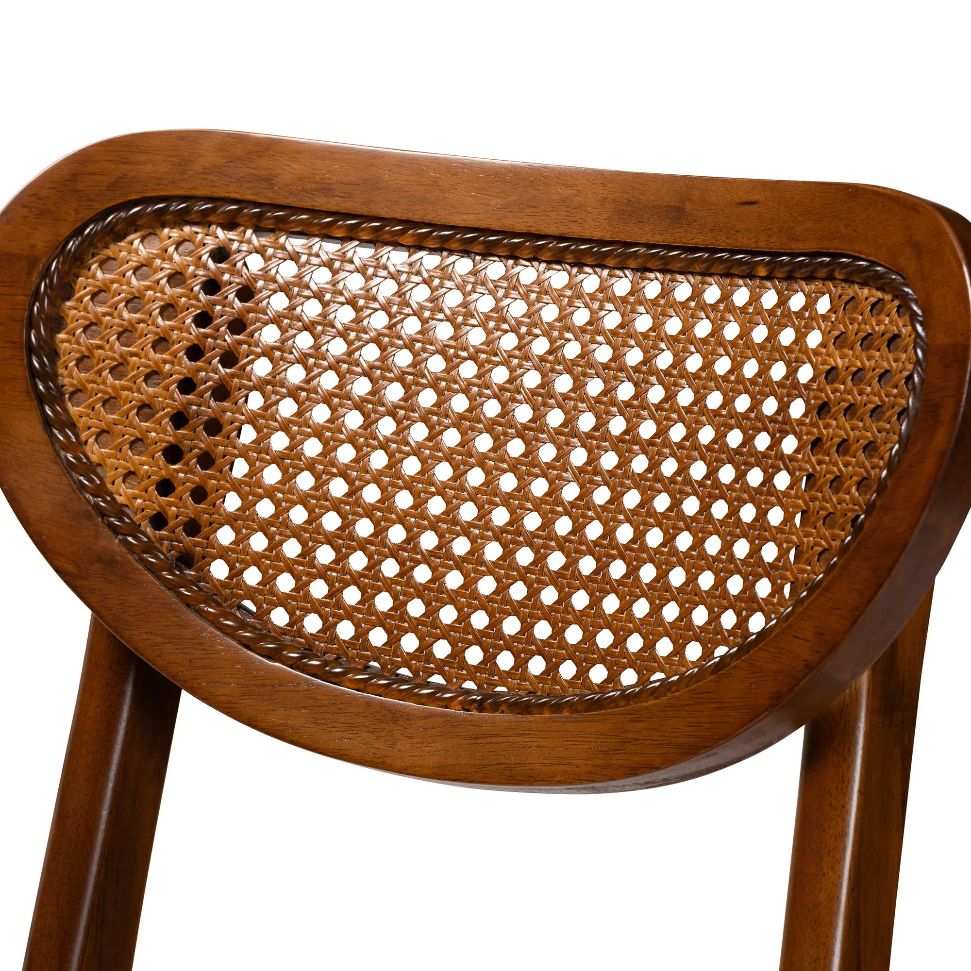 Baxton Studio Hesper Mid-Century Modern Walnut Brown Finished Wood and Rattan 5-Piece Pub Set - Image 8