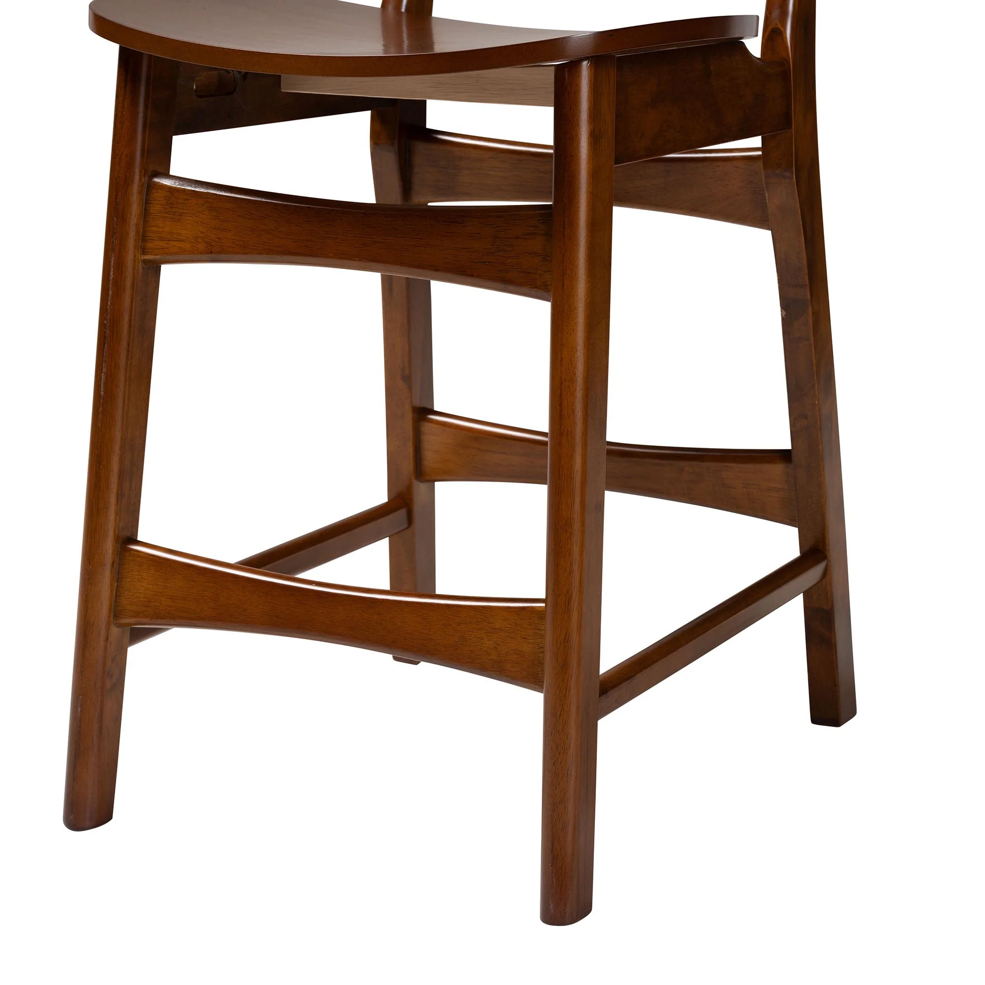 Baxton Studio Hesper Mid-Century Modern Walnut Brown Finished Wood and Rattan 5-Piece Pub Set - Image 9