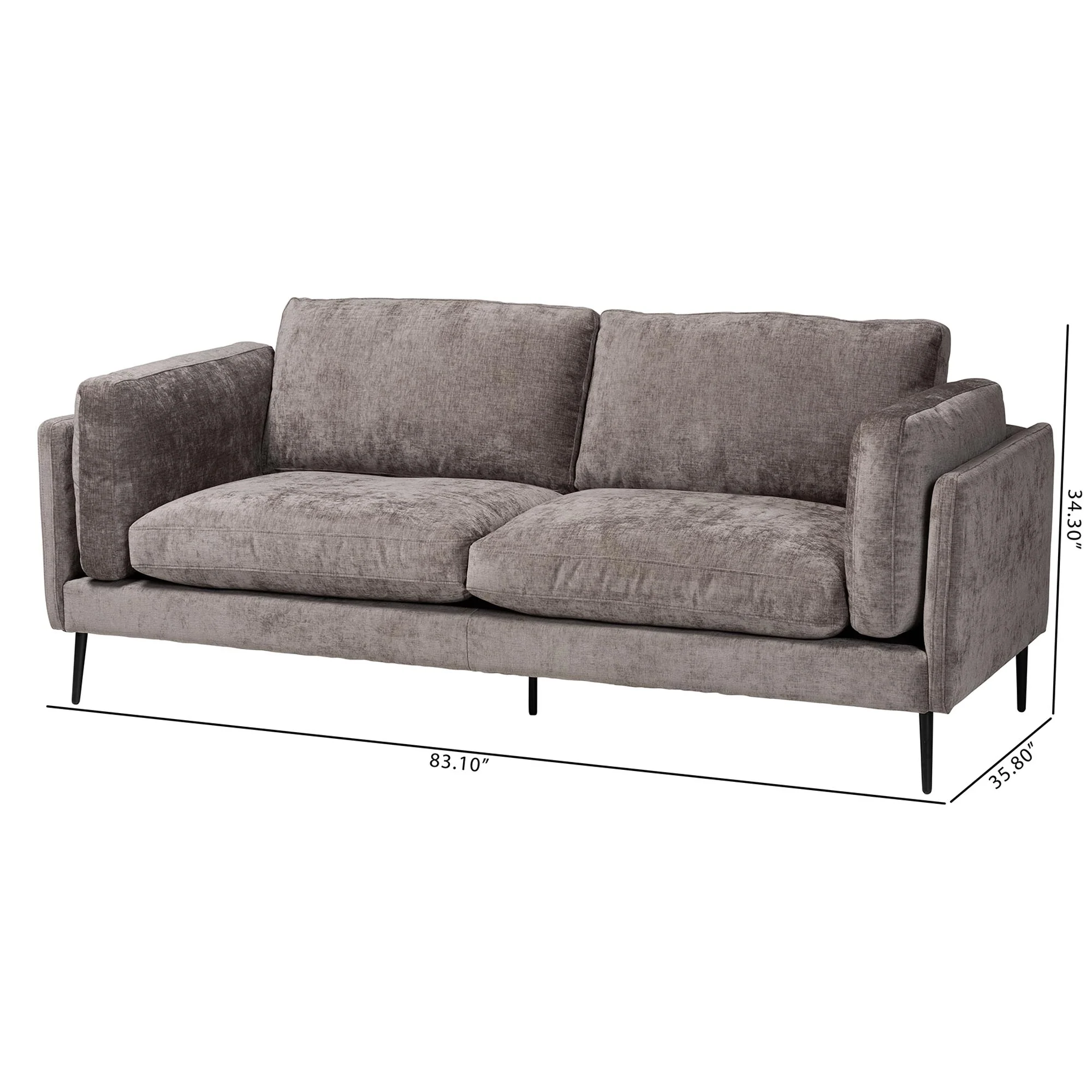Baxton Studio Holton Modern Grey Fabric Sofa - Image 3