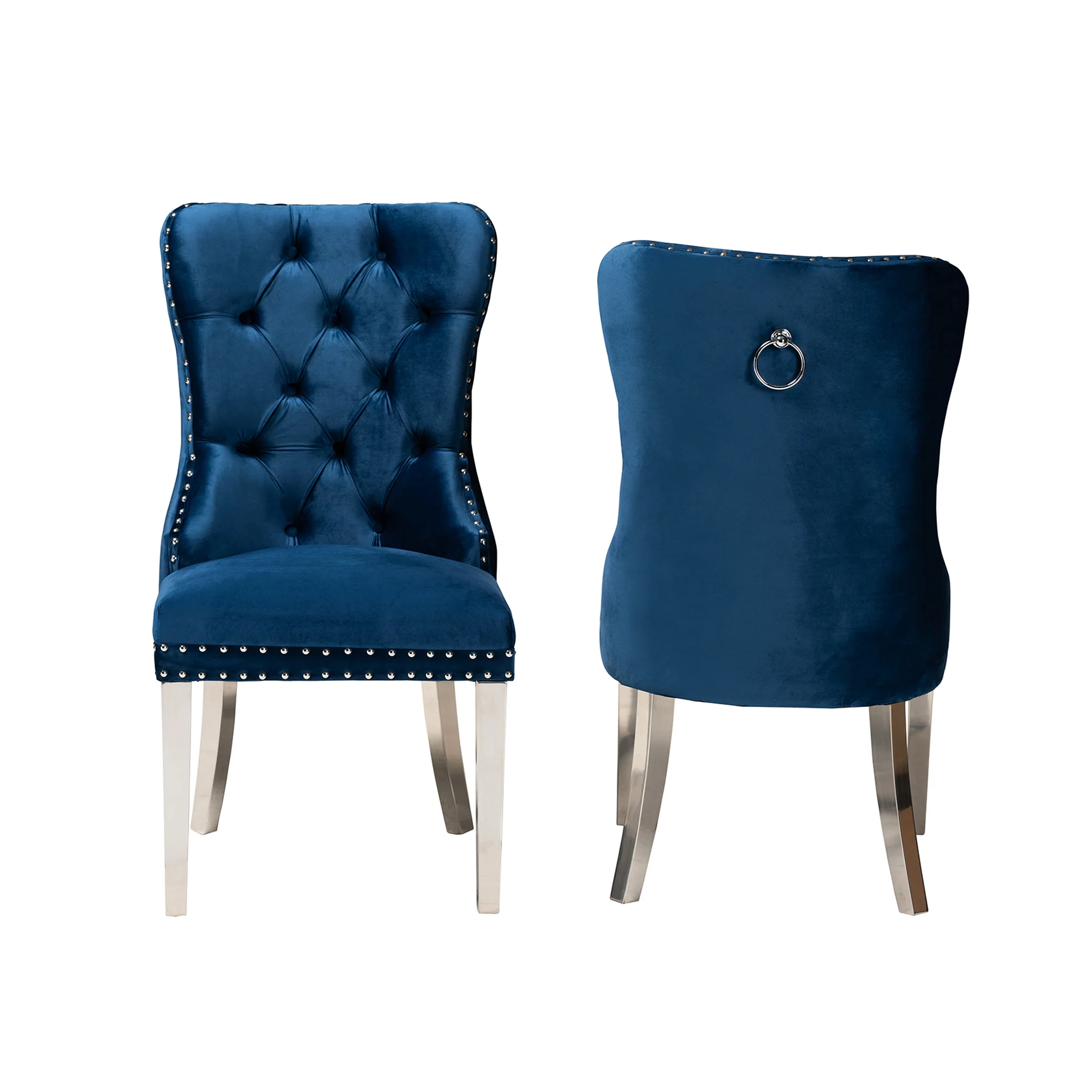 Baxton Studio Honora Contemporary Glam and Luxe Black Velvet Fabric and Silver Metal 2-Piece Dining Chair Set - Image 13