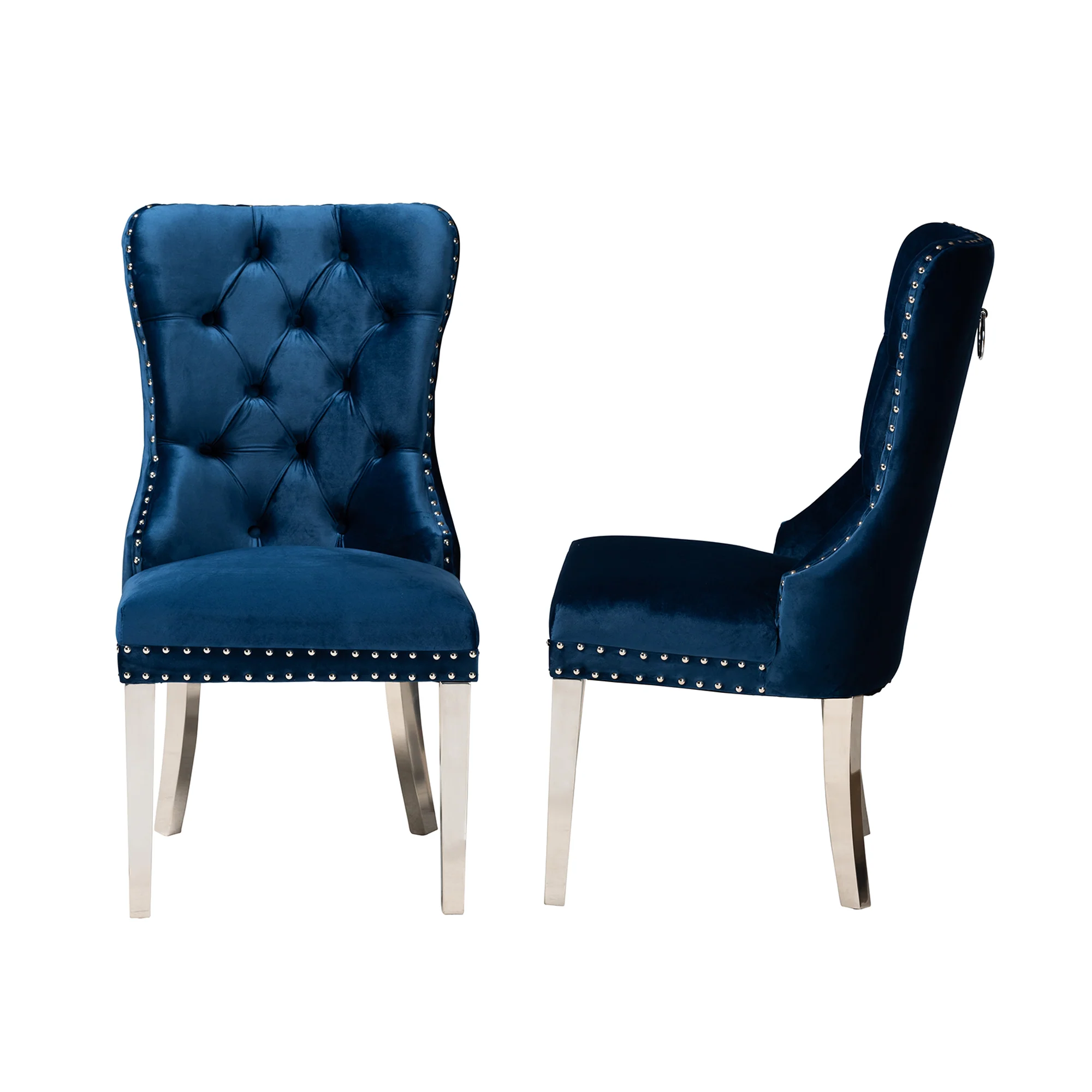 Baxton Studio Honora Contemporary Glam and Luxe Black Velvet Fabric and Silver Metal 2-Piece Dining Chair Set - Image 14