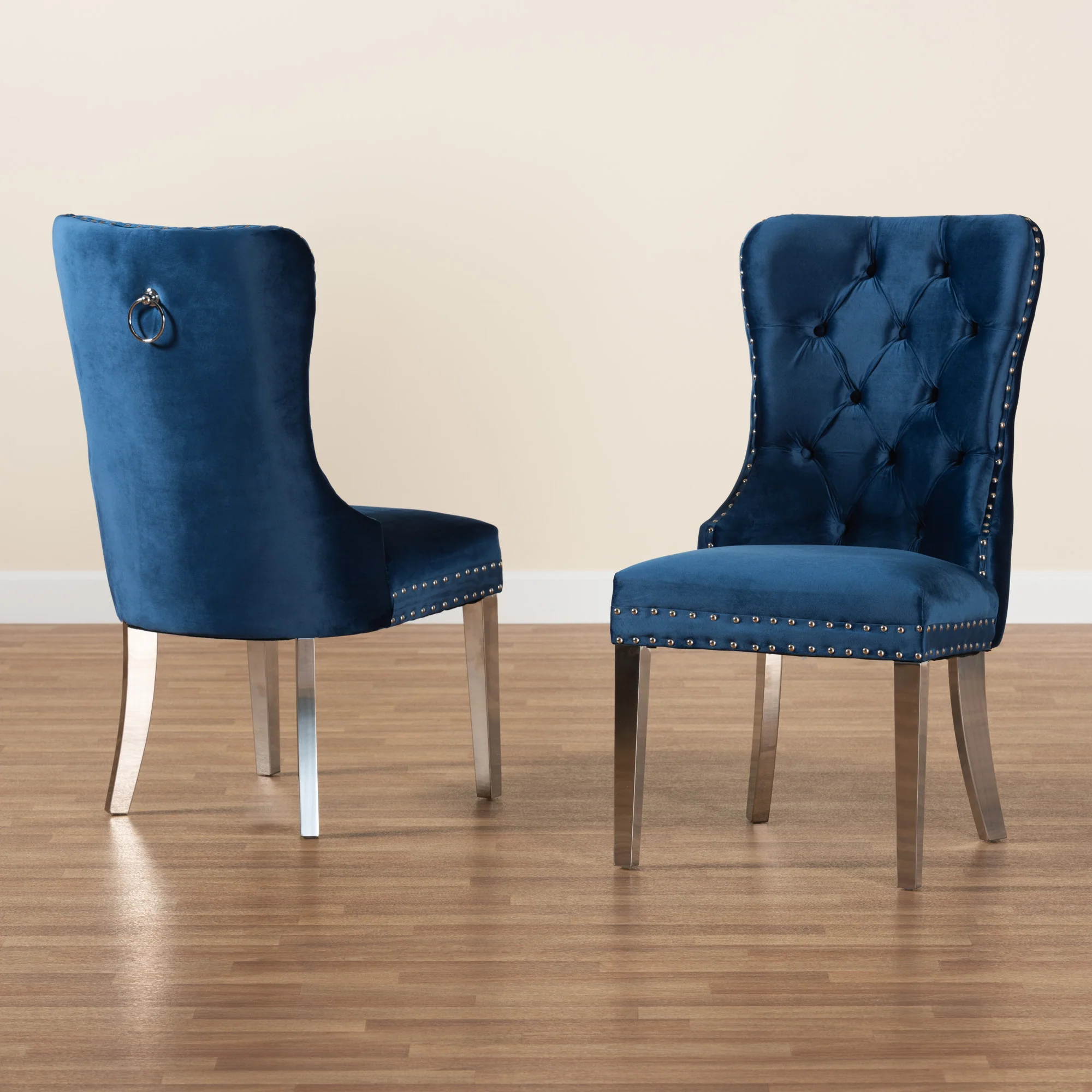 Baxton Studio Honora Contemporary Glam and Luxe Black Velvet Fabric and Silver Metal 2-Piece Dining Chair Set - Image 19