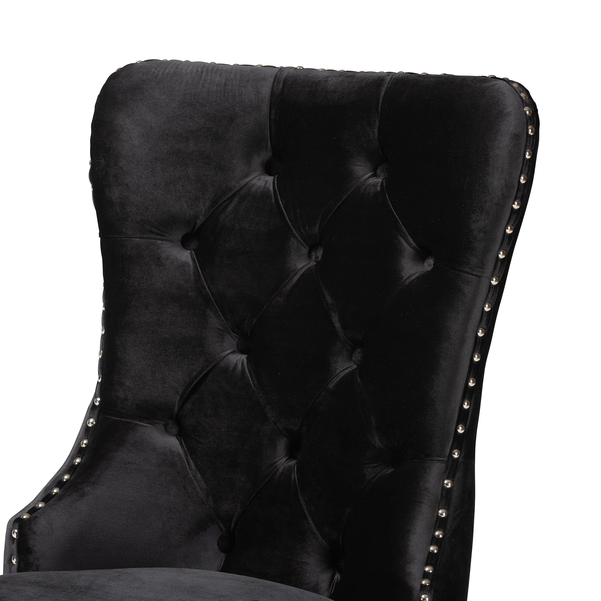 Baxton Studio Honora Contemporary Glam and Luxe Black Velvet Fabric and Silver Metal 2-Piece Dining Chair Set - Image 5