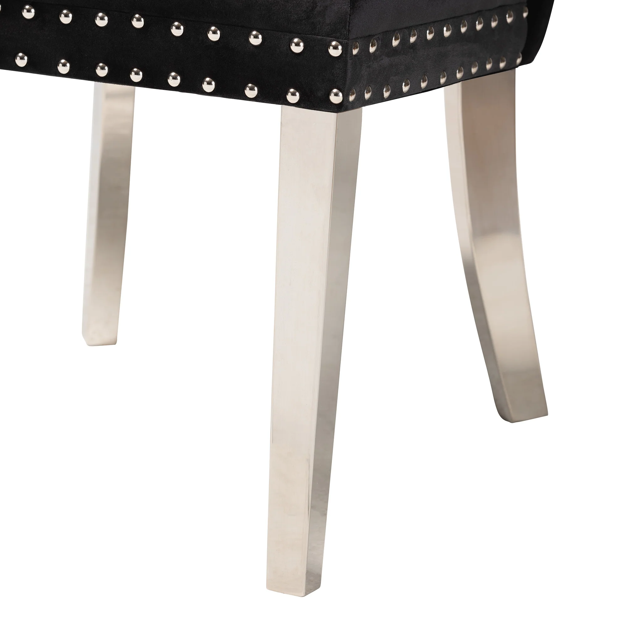 Baxton Studio Honora Contemporary Glam and Luxe Black Velvet Fabric and Silver Metal 2-Piece Dining Chair Set - Image 6