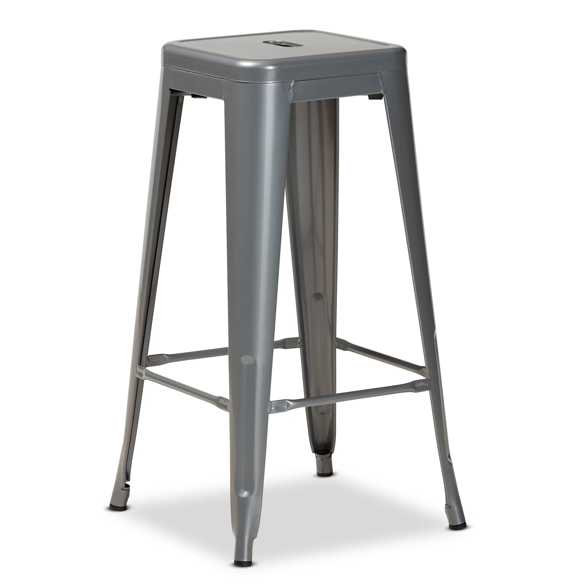 Baxton Studio Horton Modern and Contemporary Industrial Grey Finished Metal 4-Piece Stackable Bar Stool Set - Image 3