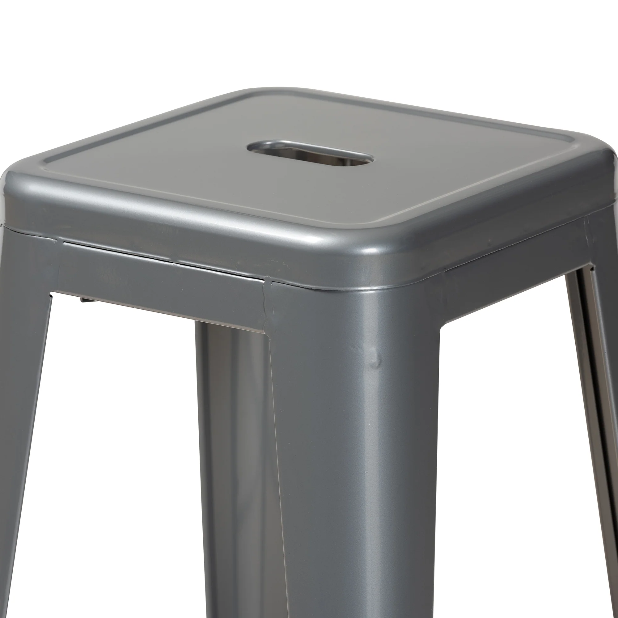 Baxton Studio Horton Modern and Contemporary Industrial Grey Finished Metal 4-Piece Stackable Bar Stool Set - Image 4