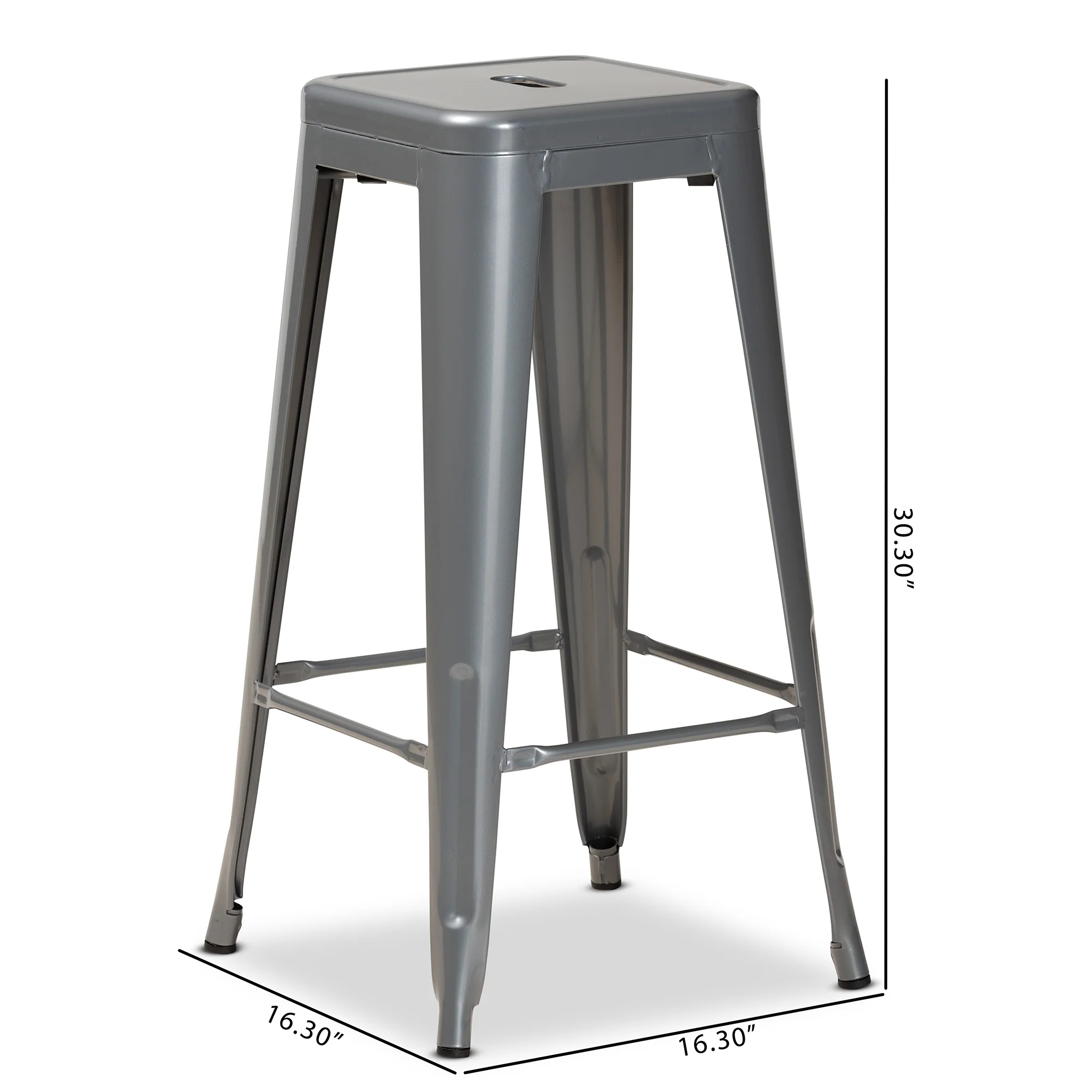 Baxton Studio Horton Modern and Contemporary Industrial Grey Finished Metal 4-Piece Stackable Bar Stool Set - Image 8