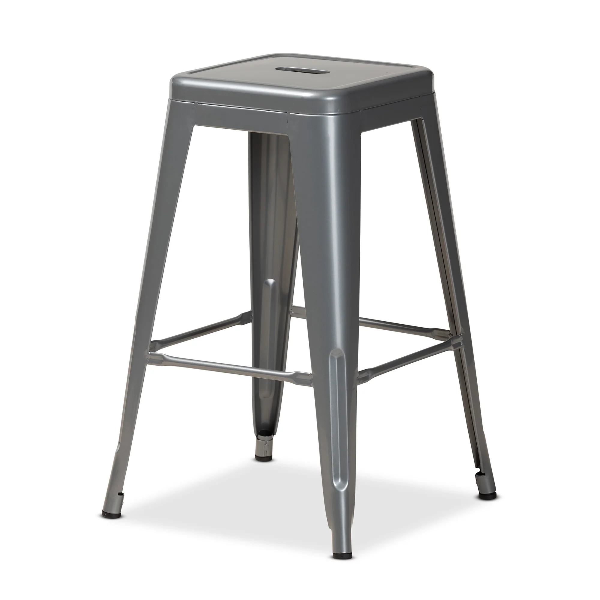 Baxton Studio Horton Modern and Contemporary Industrial Grey Finished Metal 4-Piece Stackable Counter Stool Set - Image 3