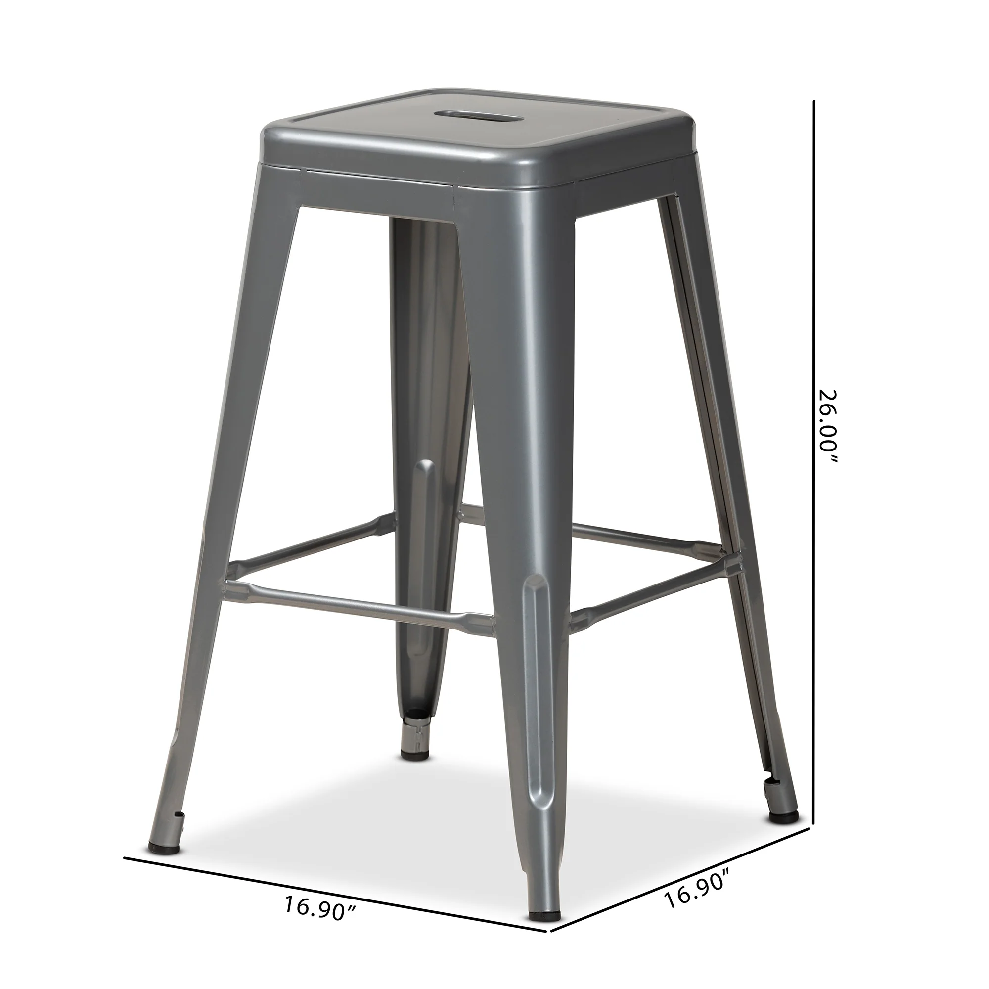 Baxton Studio Horton Modern and Contemporary Industrial Grey Finished Metal 4-Piece Stackable Counter Stool Set - Image 8