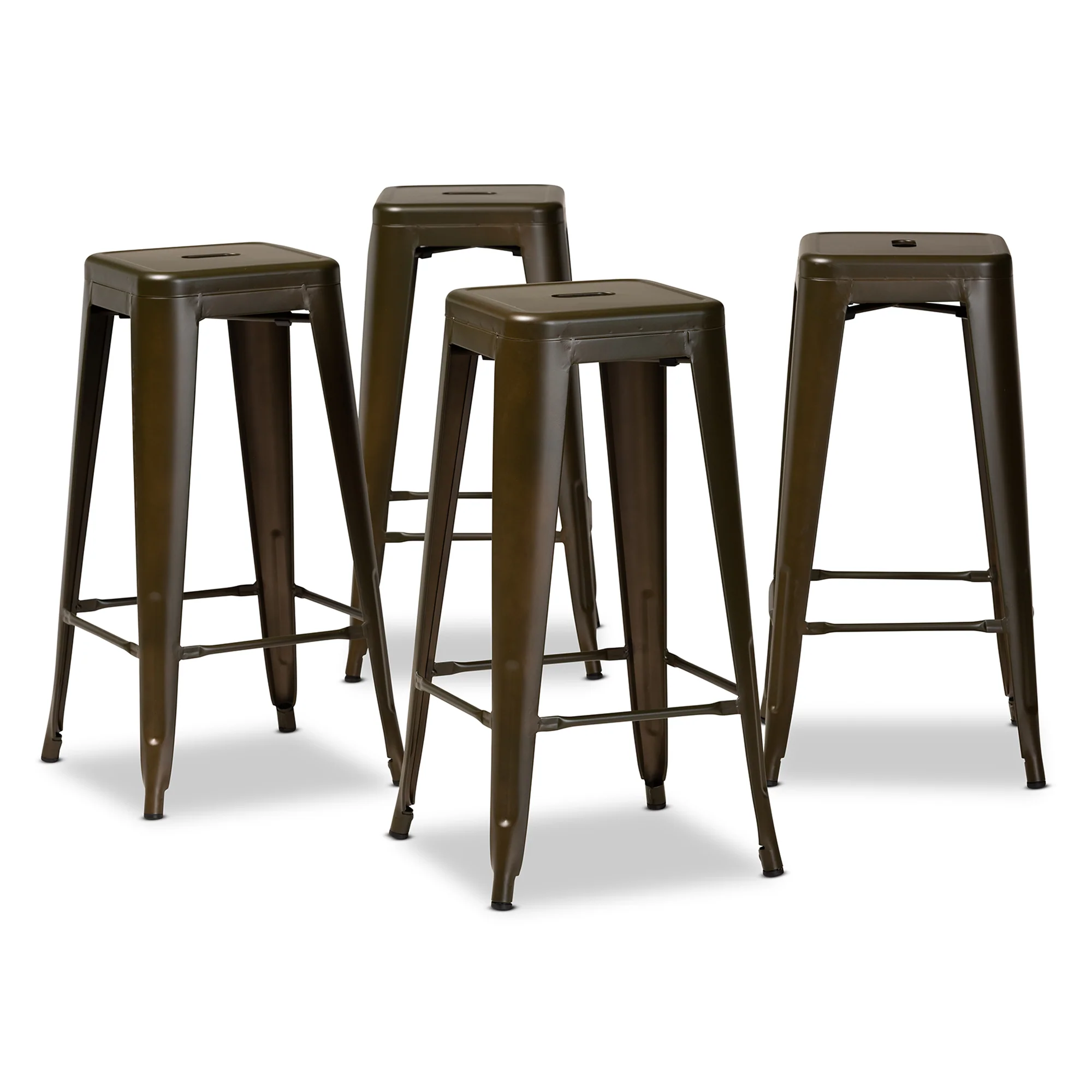Baxton Studio Horton Modern and Contemporary Industrial Gunmetal Finished Metal 4-Piece Stackable Bar Stool Set - Image 3