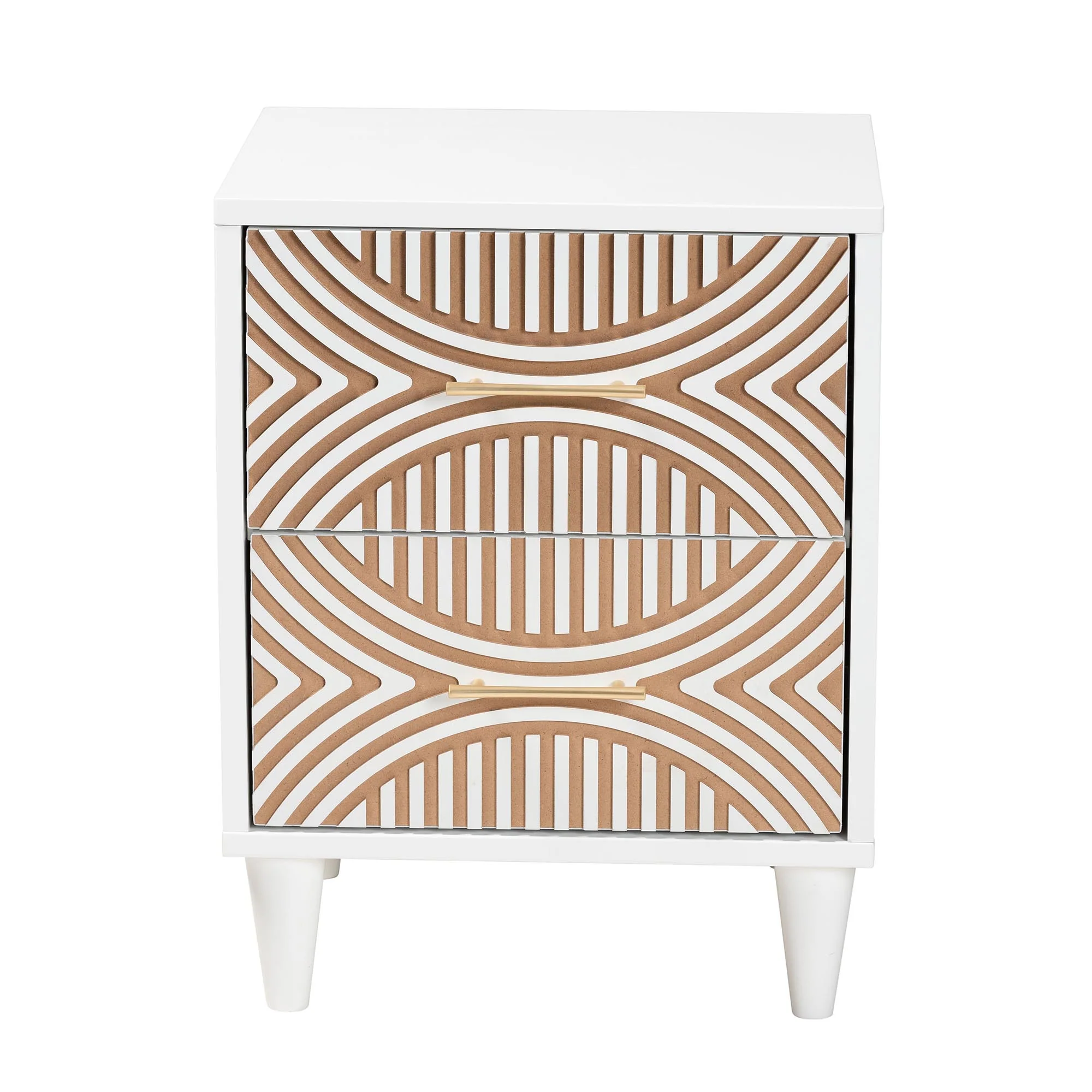 Baxton Studio Hosea Japandi Carved Honeycomb Natural 2-Drawer Nightstand - Image 16