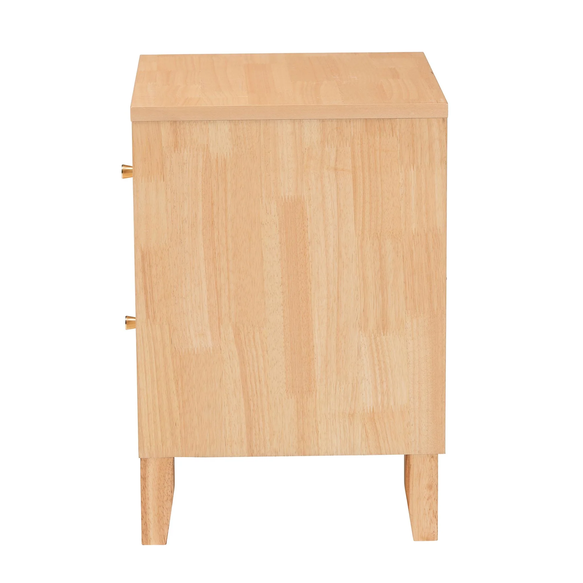 Baxton Studio Hosea Japandi Carved Honeycomb Natural 2-Drawer Nightstand - Image 7