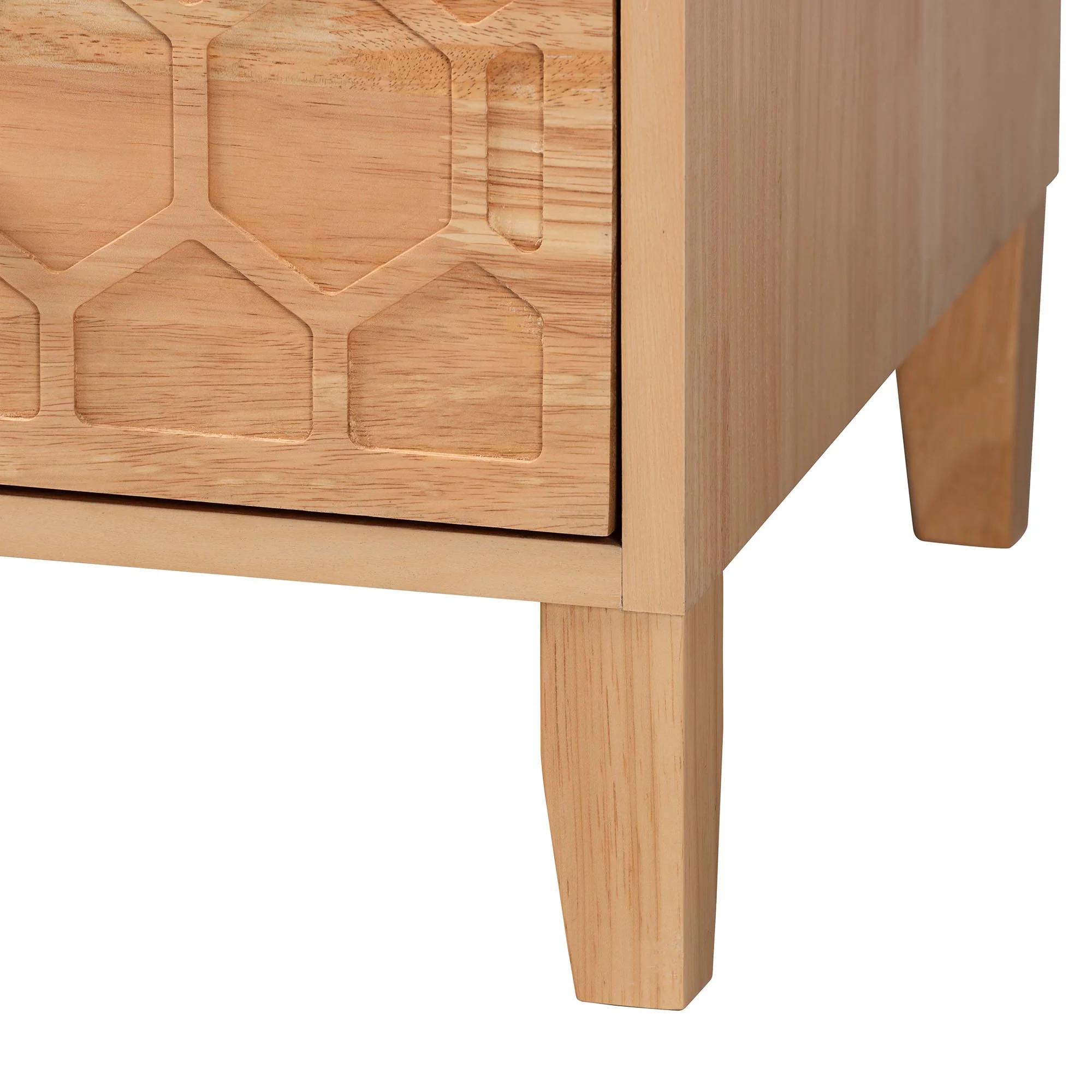Baxton Studio Hosea Japandi Carved Honeycomb Natural 3-Drawer Chest - Image 9