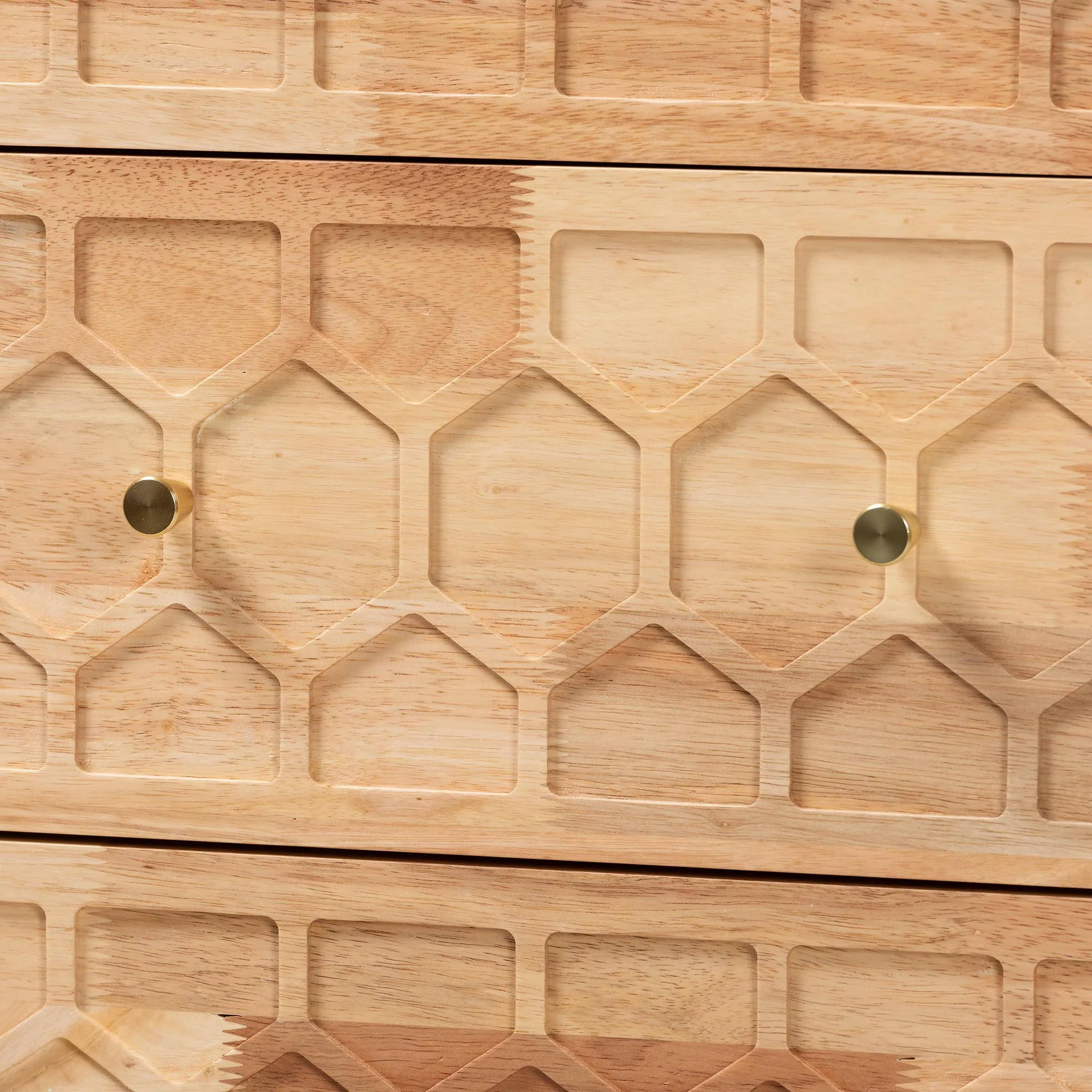 Baxton Studio Hosea Japandi Carved Honeycomb Natural 6-Drawer Dresser - Image 8