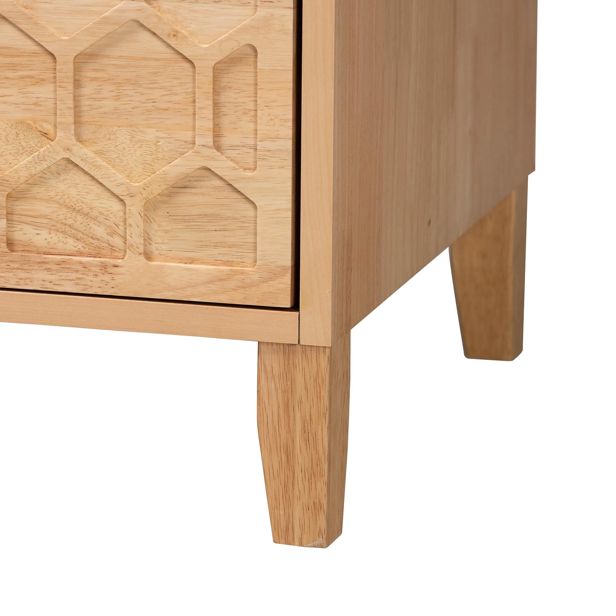 Baxton Studio Hosea Japandi Carved Honeycomb Natural 6-Drawer Dresser - Image 9