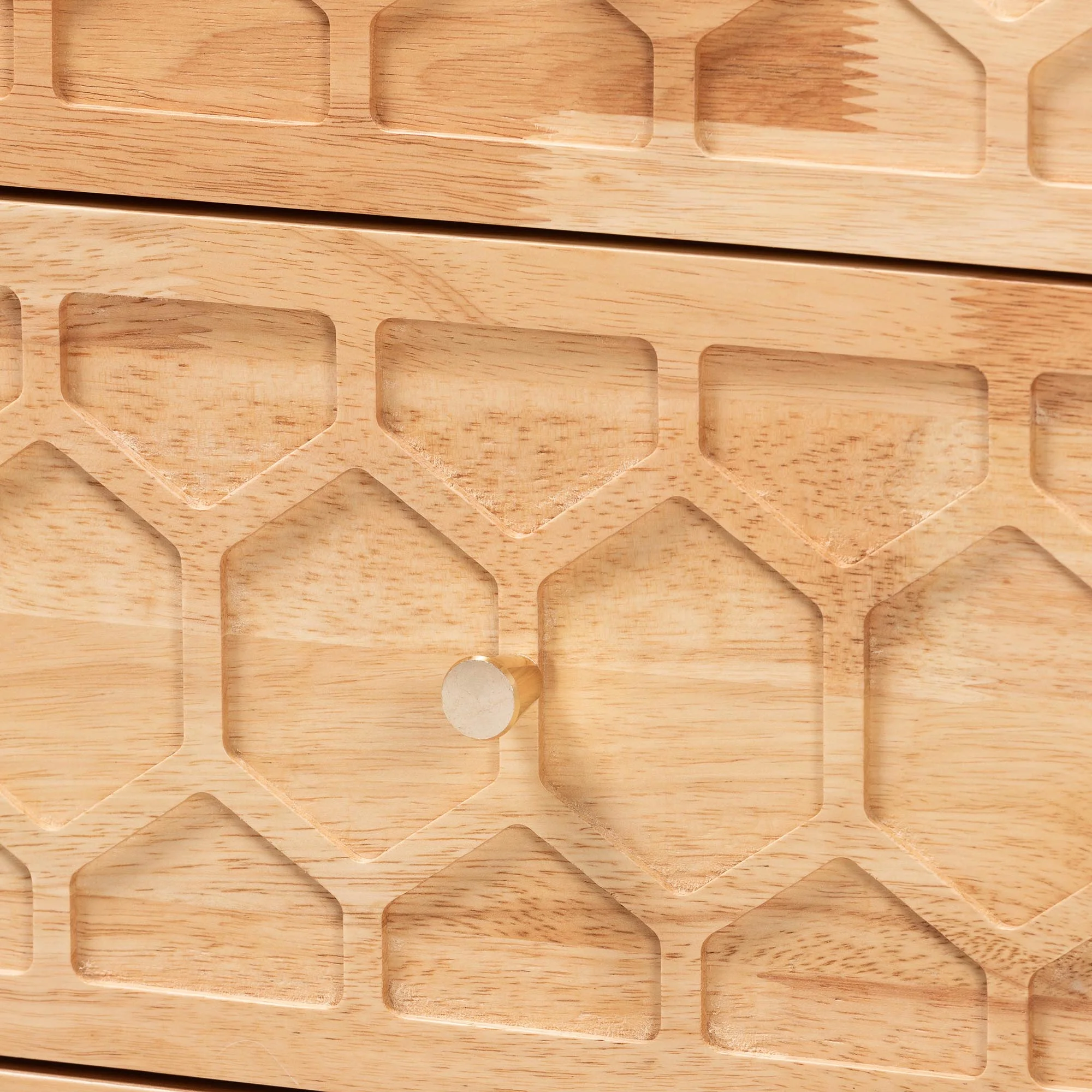 Baxton Studio Hosea Japandi Carved Honeycomb Natural King Size 5-Piece Bedroom Set - Image 12