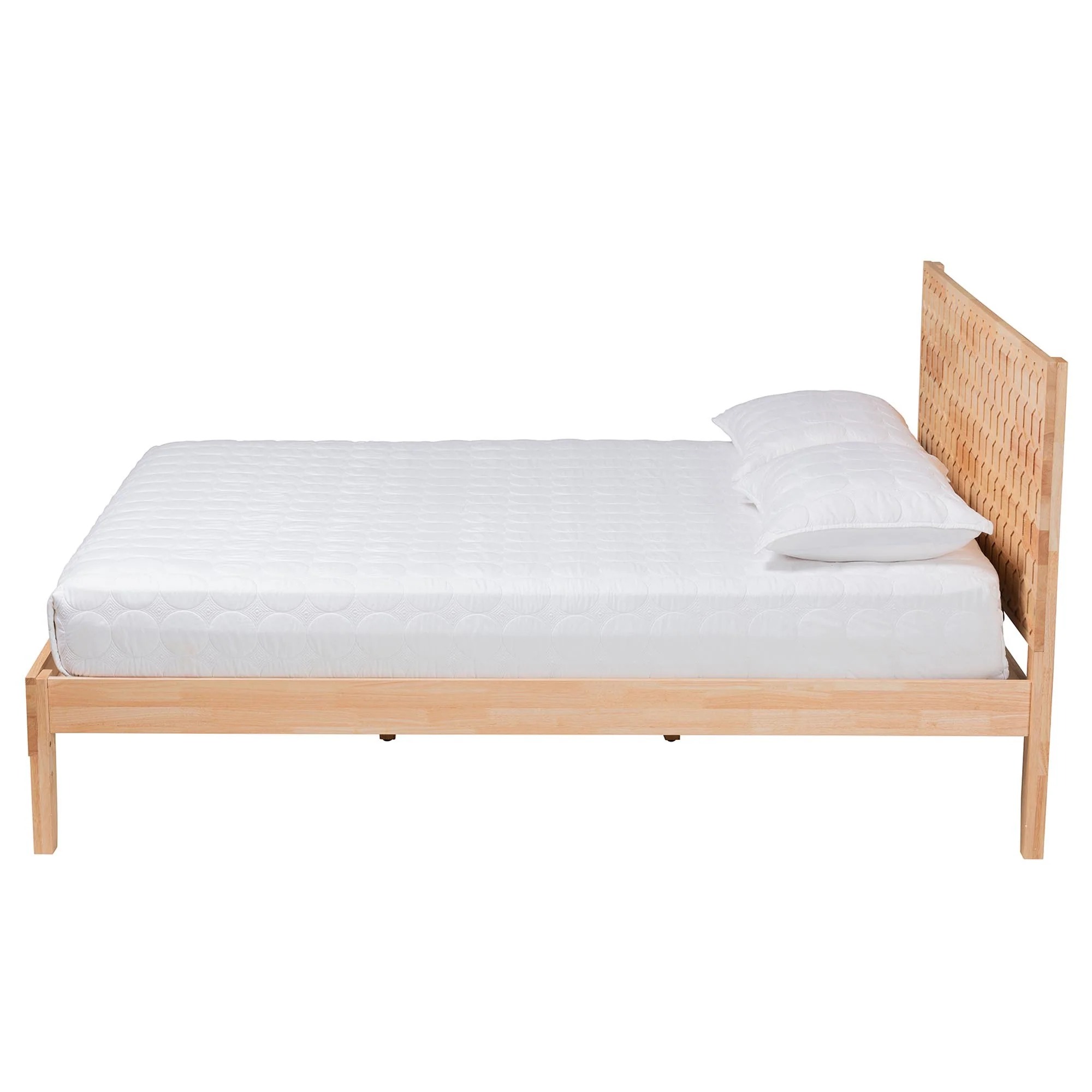 Baxton Studio Hosea Japandi Carved Honeycomb Natural Queen Size Platform Bed - Image 6