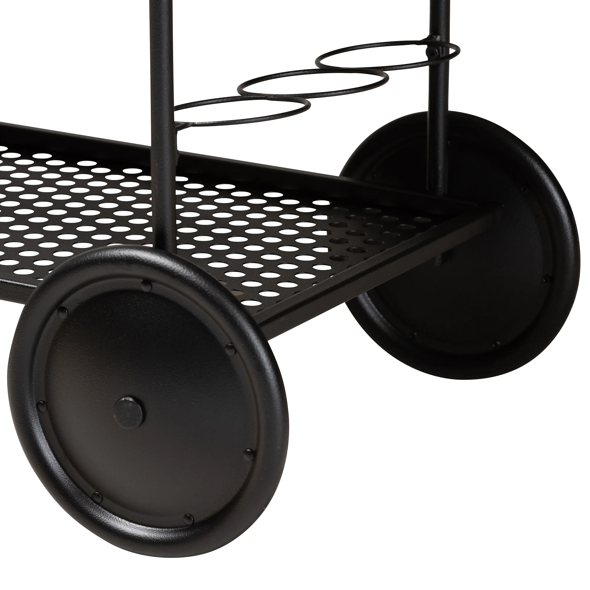 Baxton Studio Huntley Modern Industrial Walnut Brown Finished Wood and Black Metal Mobile Wine Cart - Image 6