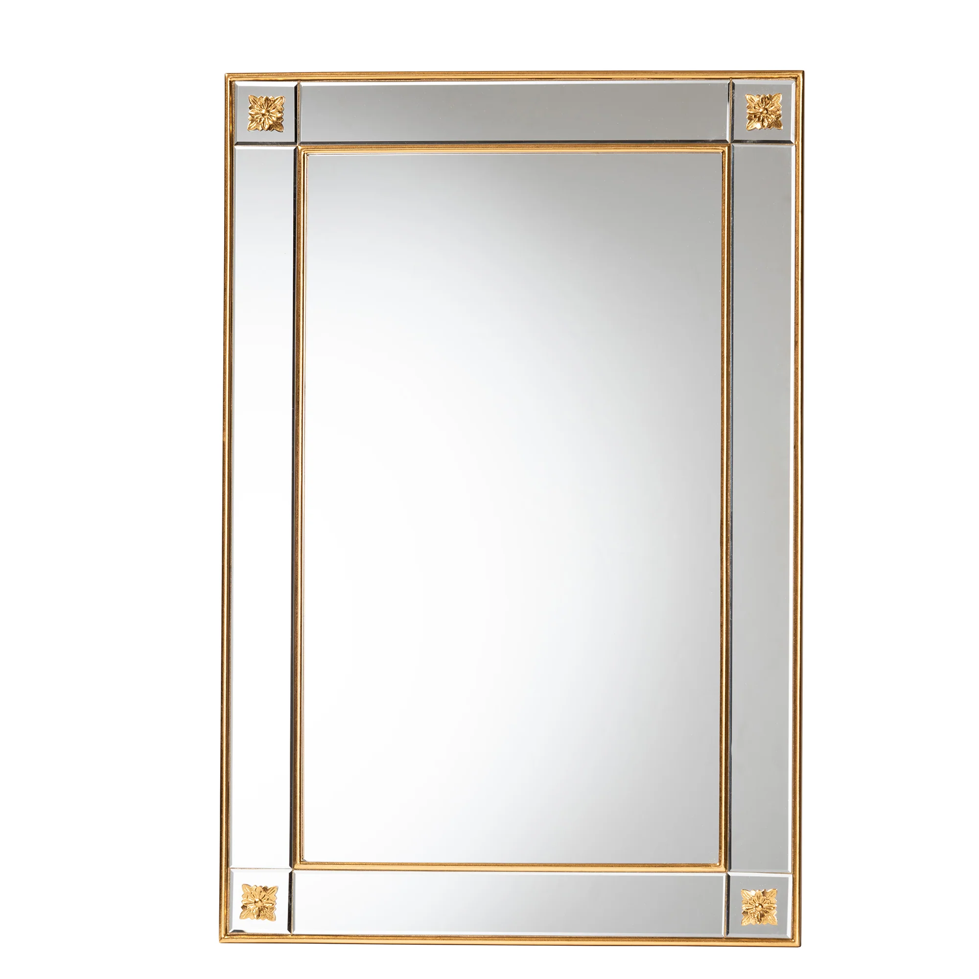 Baxton Studio Iara Modern Glam and Luxe Antique Goldleaf Finished Wood Accent Wall Mirror - Image 2