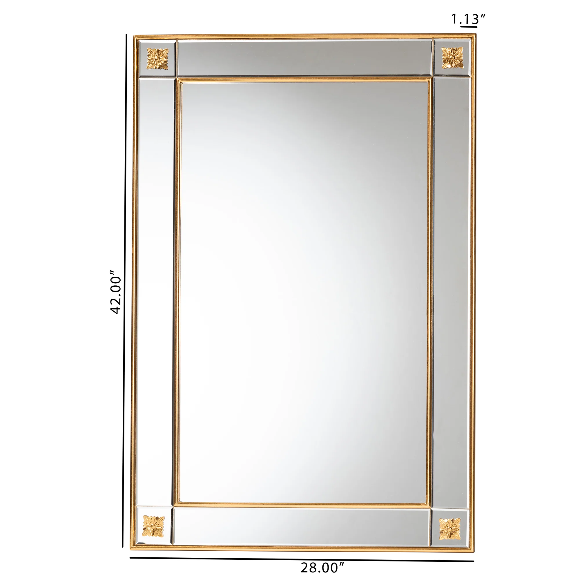 Baxton Studio Iara Modern Glam and Luxe Antique Goldleaf Finished Wood Accent Wall Mirror - Image 5