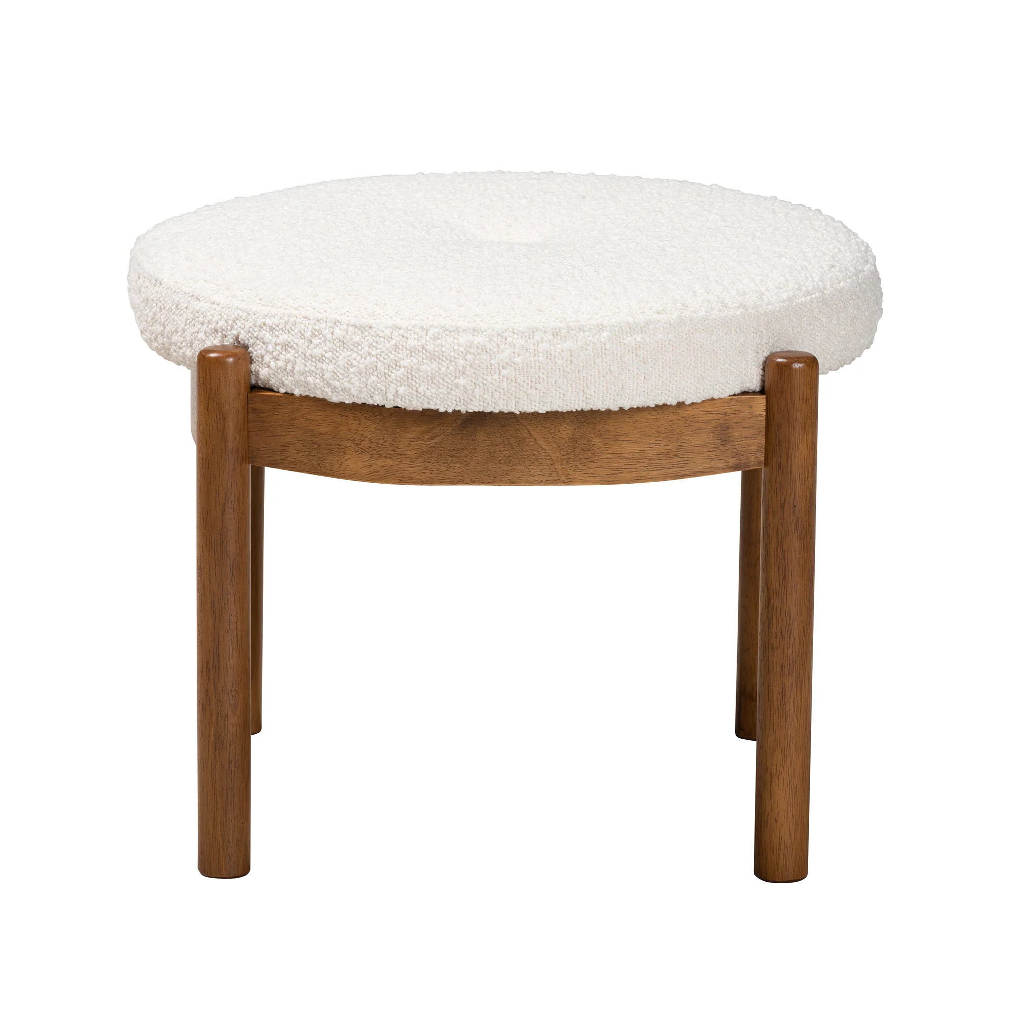 Baxton Studio Iliana Japandi Cream Boucle Fabric and Walnut Brown Finished Rubberwood Ottoman Footstool - Image 3