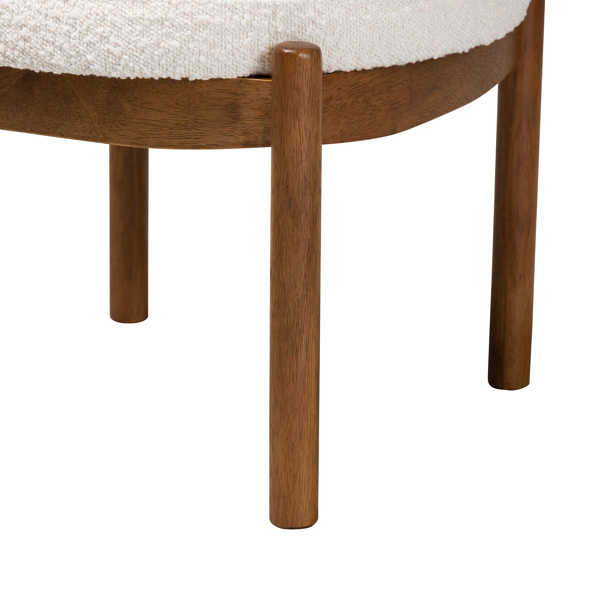 Baxton Studio Iliana Japandi Cream Boucle Fabric and Walnut Brown Finished Rubberwood Ottoman Footstool - Image 4