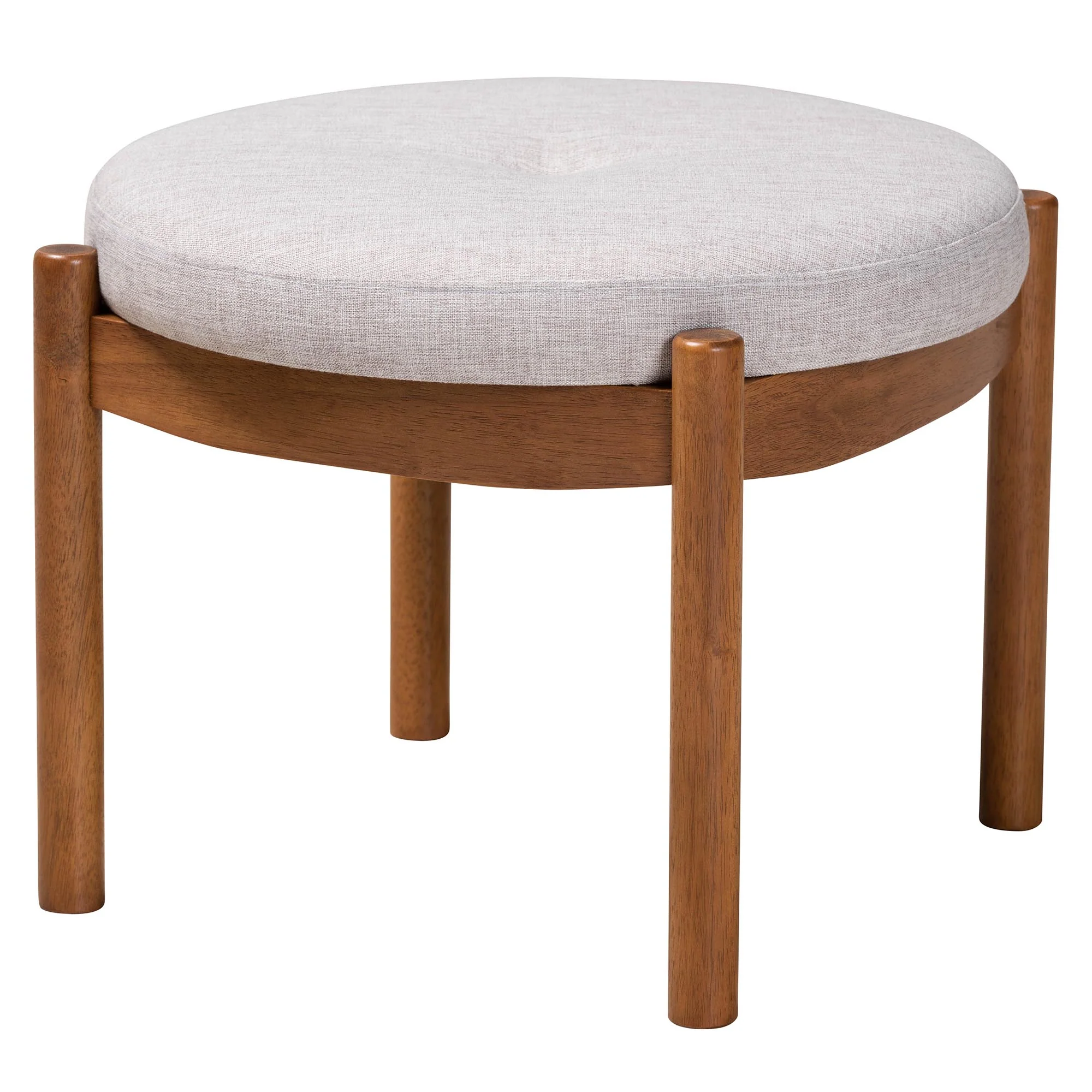 Baxton Studio Iliana Japandi Dark Grey Fabric and Walnut Brown Finished Wood Ottoman Footstool - Image 10
