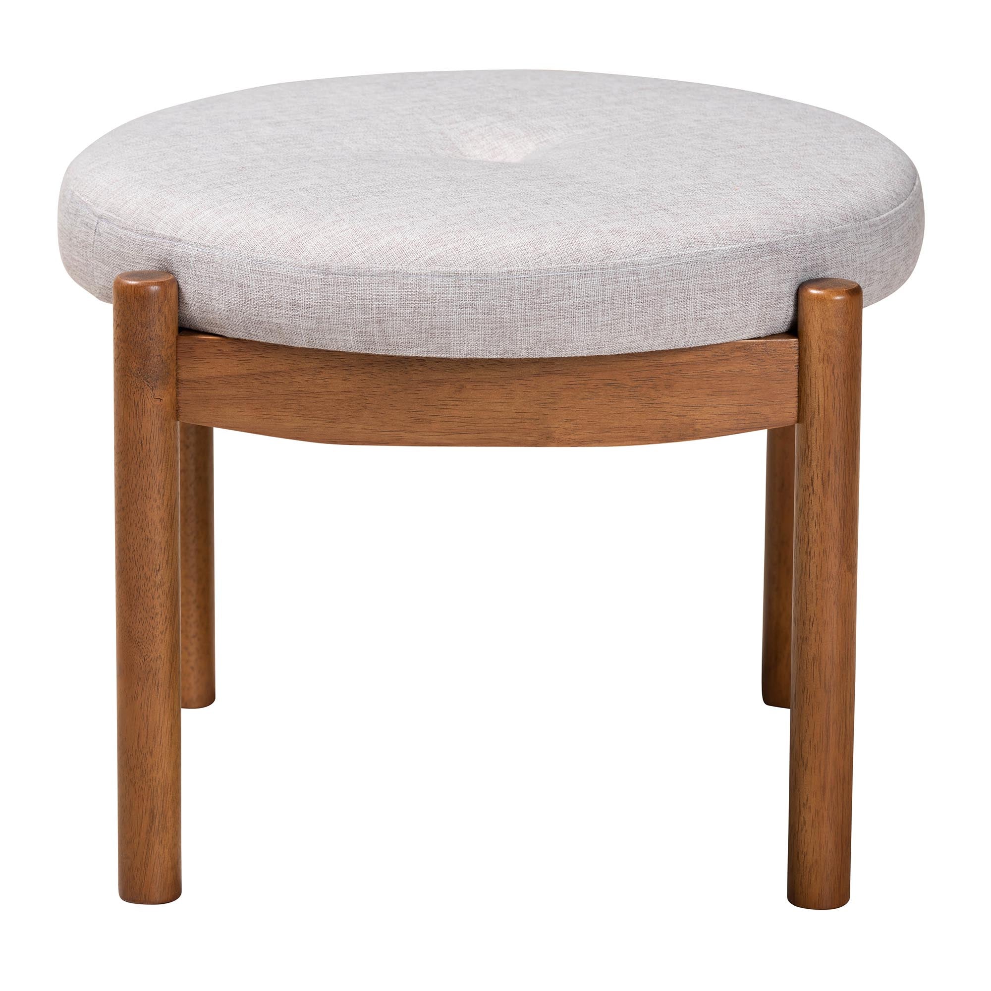 Baxton Studio Iliana Japandi Dark Grey Fabric and Walnut Brown Finished Wood Ottoman Footstool - Image 11