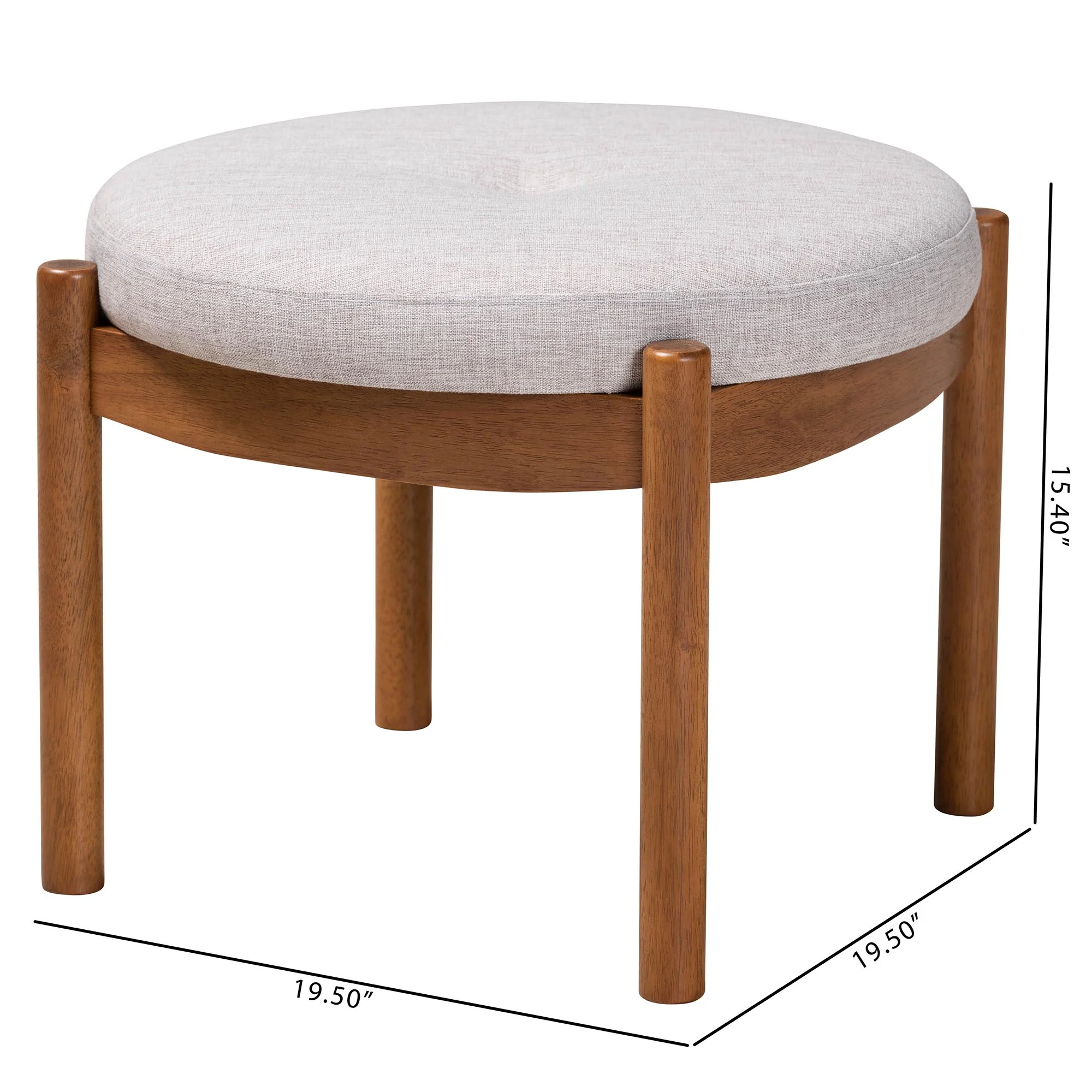 Baxton Studio Iliana Japandi Dark Grey Fabric and Walnut Brown Finished Wood Ottoman Footstool - Image 16