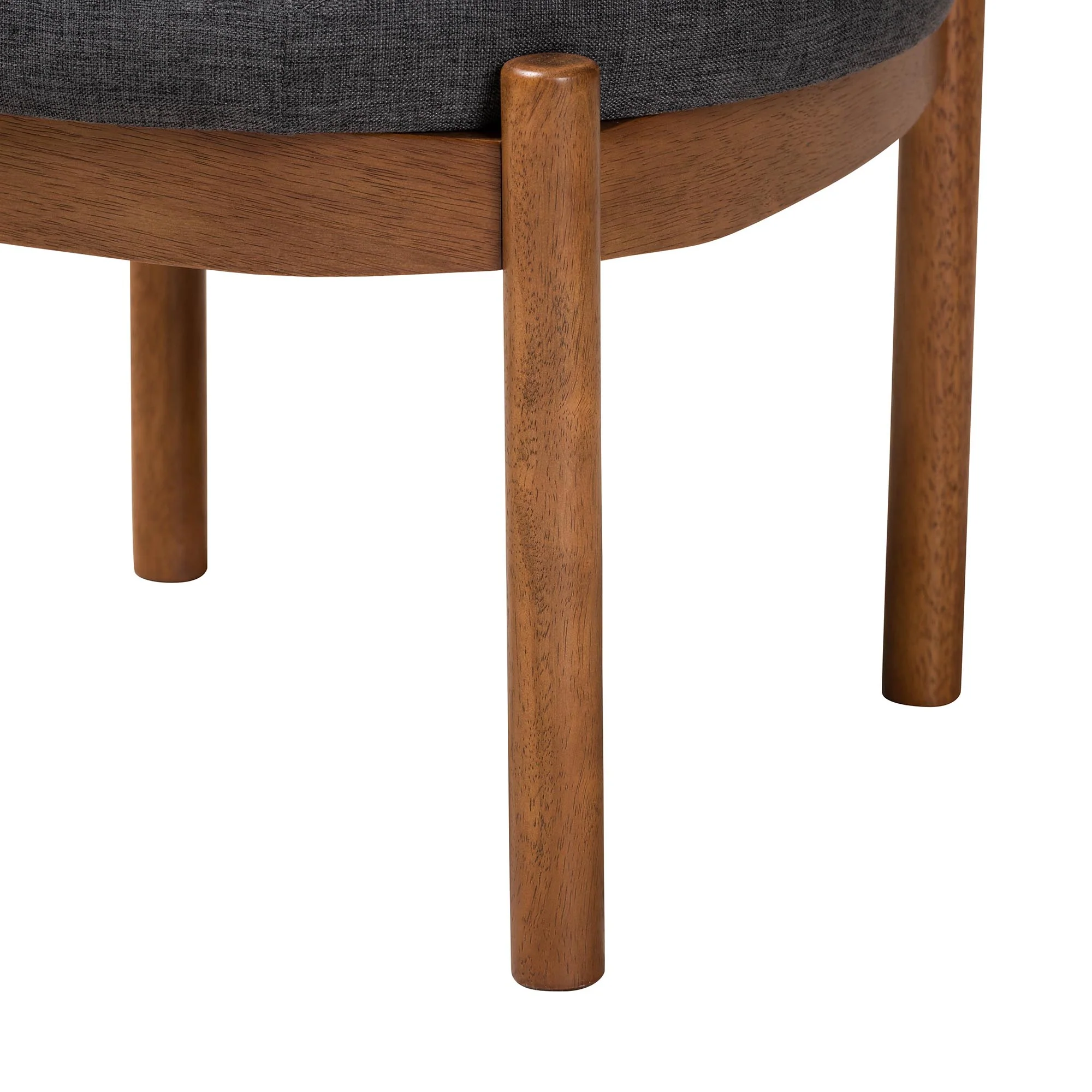 Baxton Studio Iliana Japandi Dark Grey Fabric and Walnut Brown Finished Wood Ottoman Footstool - Image 4