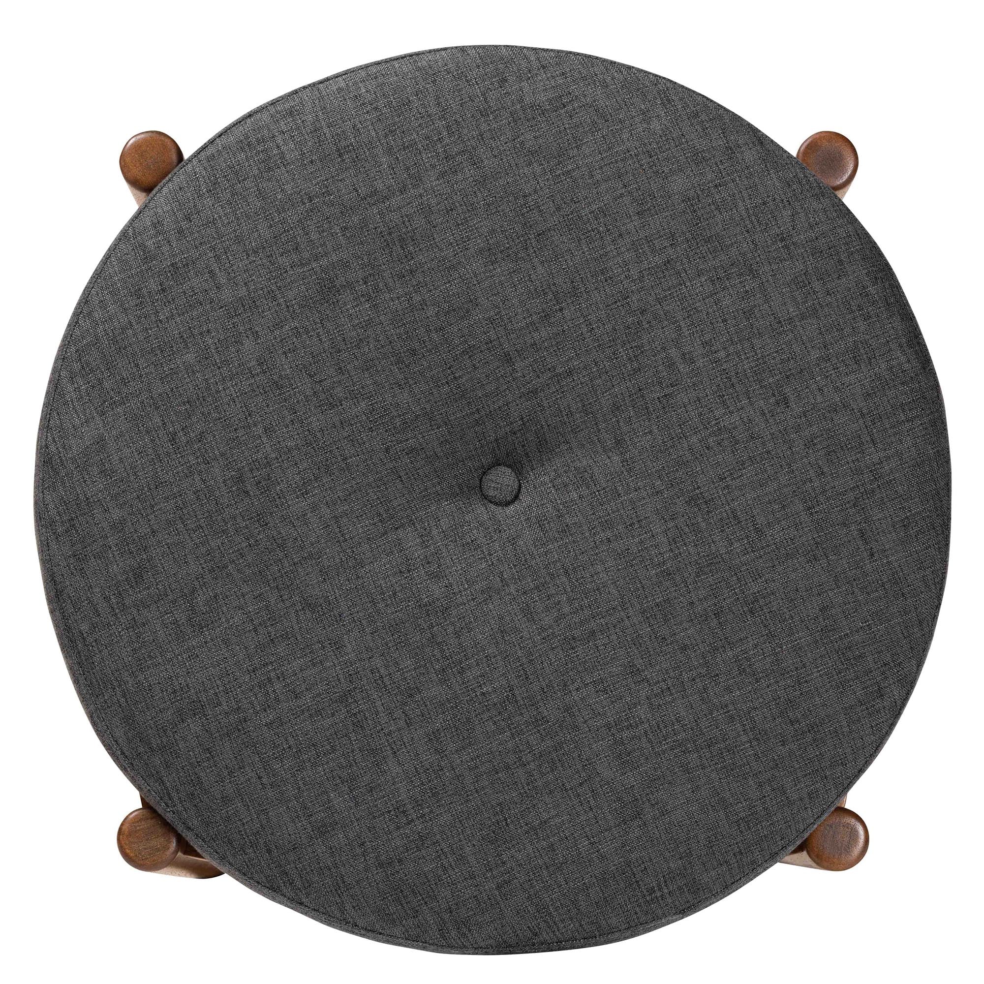 Baxton Studio Iliana Japandi Dark Grey Fabric and Walnut Brown Finished Wood Ottoman Footstool - Image 5