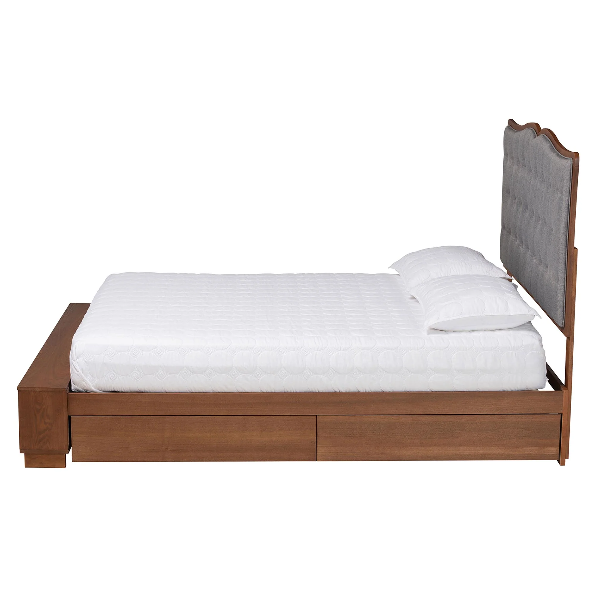 Baxton Studio Irena Classic Transitional Grey Fabric and Walnut Brown Finished Wood Queen Size Platform Storage Bed - Image 7