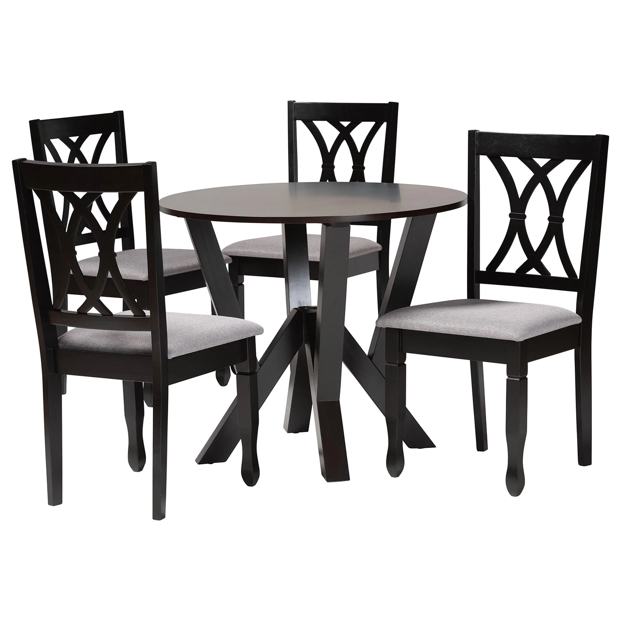 Baxton Studio Irene Modern Grey Fabric and Dark Brown Finished Wood 5-Piece Dining Set - Image 4