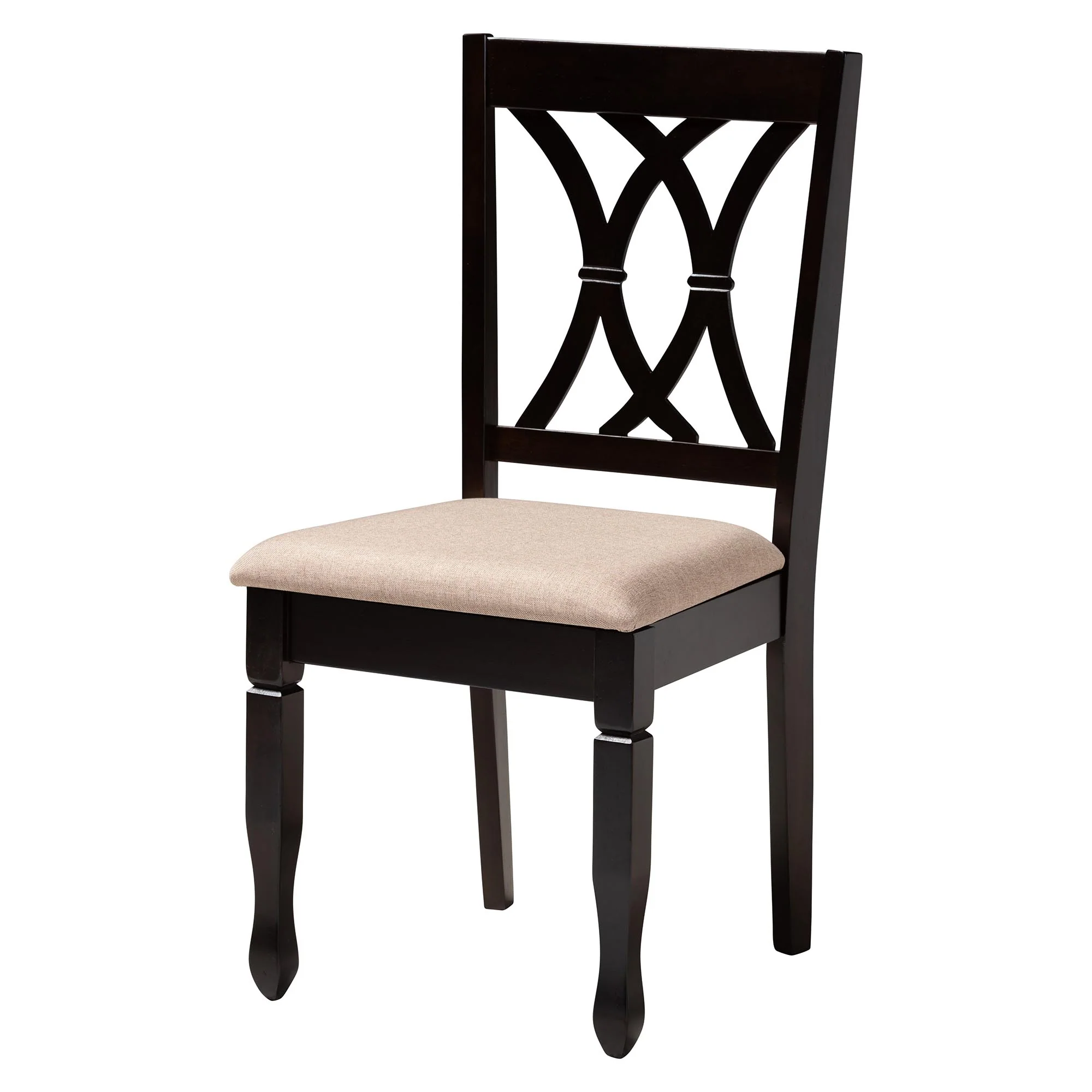 Baxton Studio Irene Modern Sand Fabric and Dark Brown Finished Wood 5-Piece Dining Set - Image 5