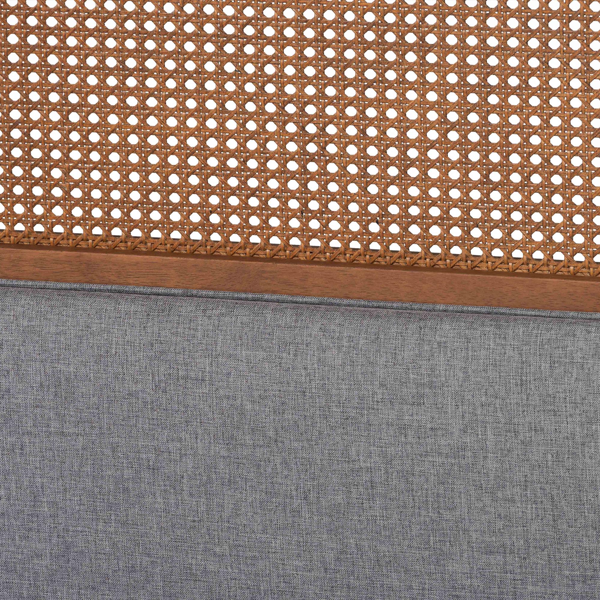 Baxton Studio Irina Mid-Century Modern Grey Fabric and Ash Walnut Finished Wood Queen Size Platform Bed - Image 7