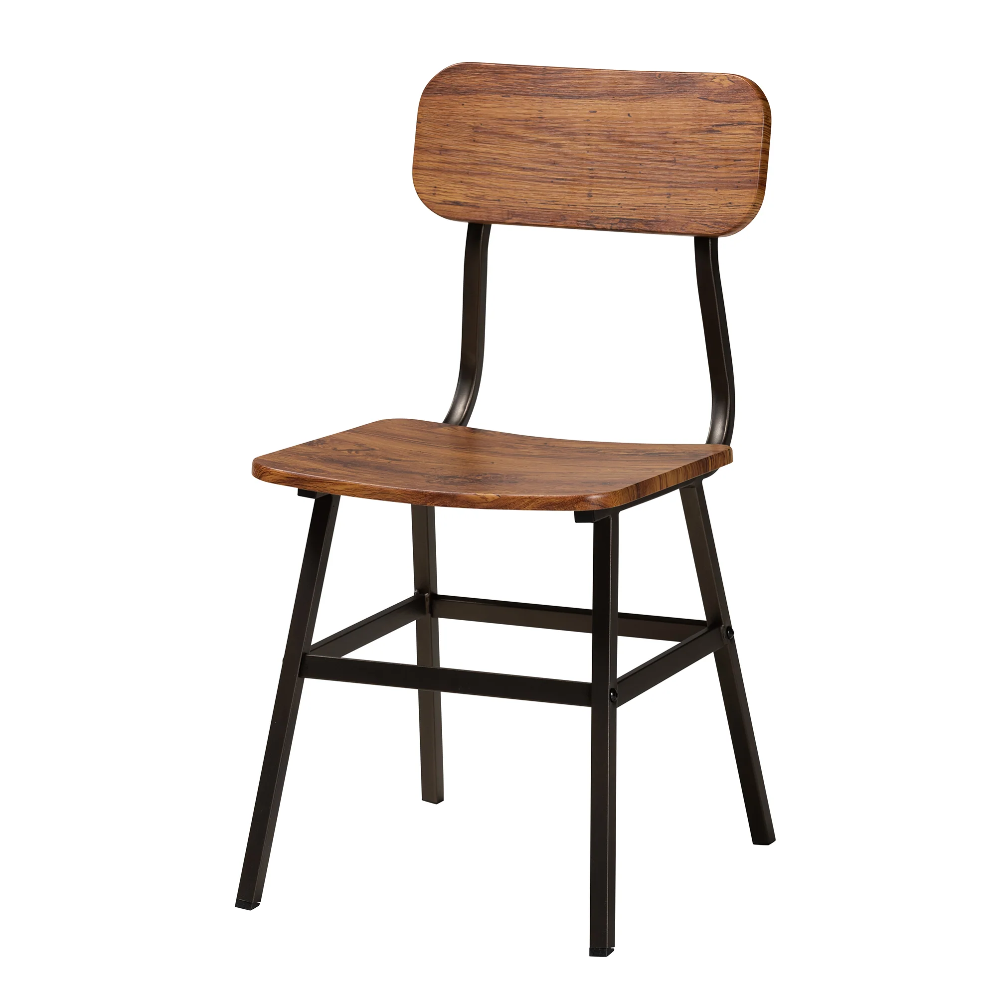 Baxton Studio Irwin Modern Industrial Walnut Brown Finished Wood and Black Metal 5-Piece Dining Set - Image 3