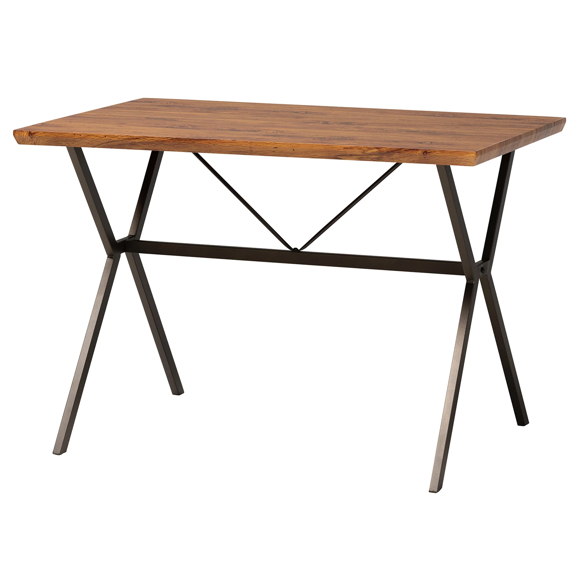 Baxton Studio Irwin Modern Industrial Walnut Brown Finished Wood and Black Metal 5-Piece Dining Set - Image 4