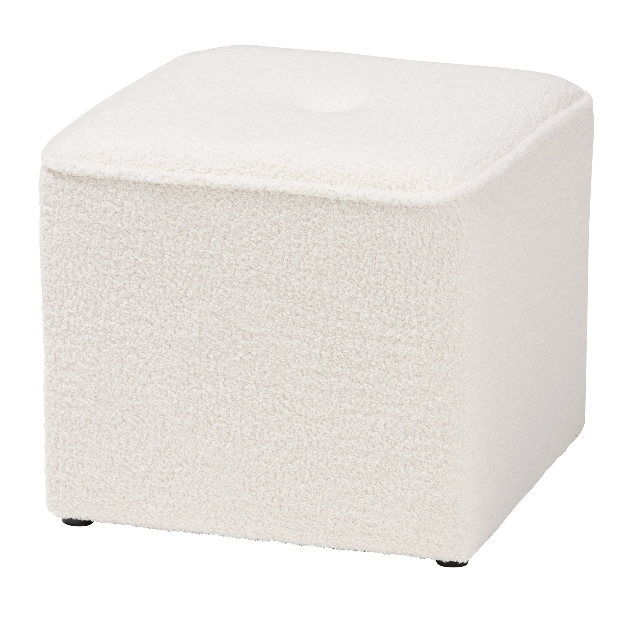 Baxton Studio Isaiah Modern and Contemporary Ivory Boucle Upholstered Ottoman - Image 2