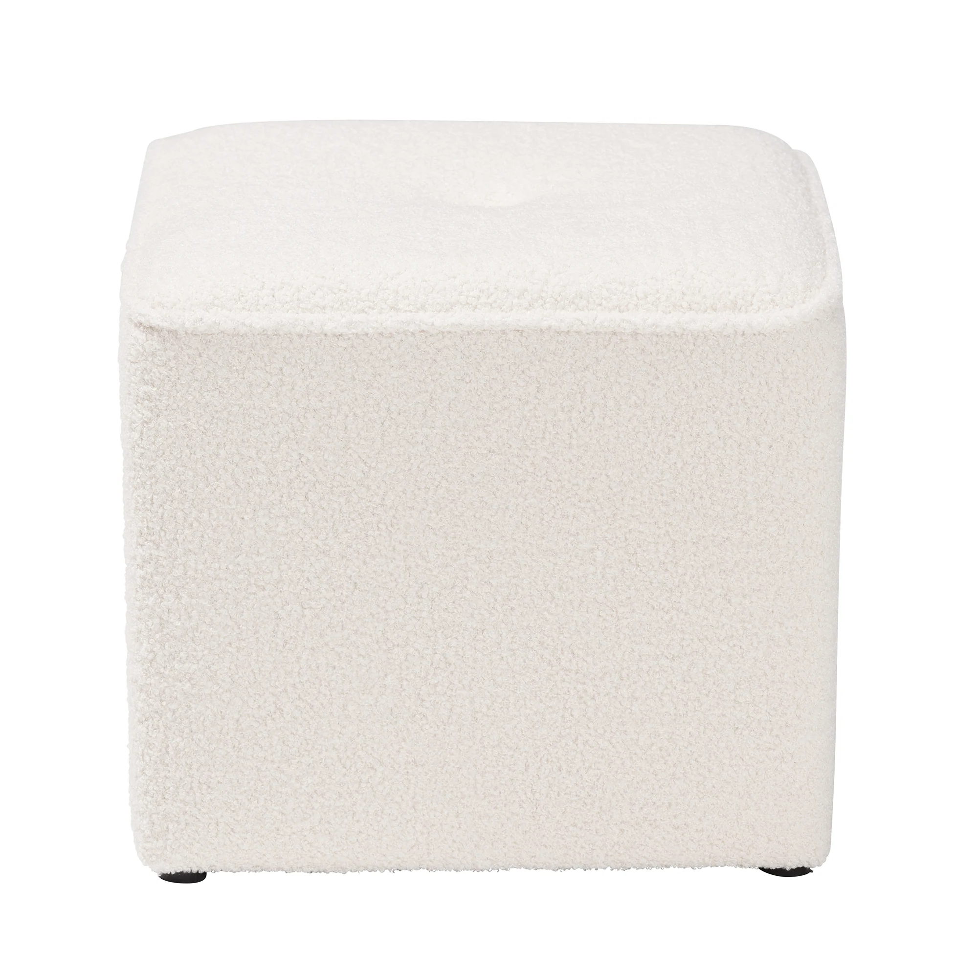 Baxton Studio Isaiah Modern and Contemporary Ivory Boucle Upholstered Ottoman - Image 3