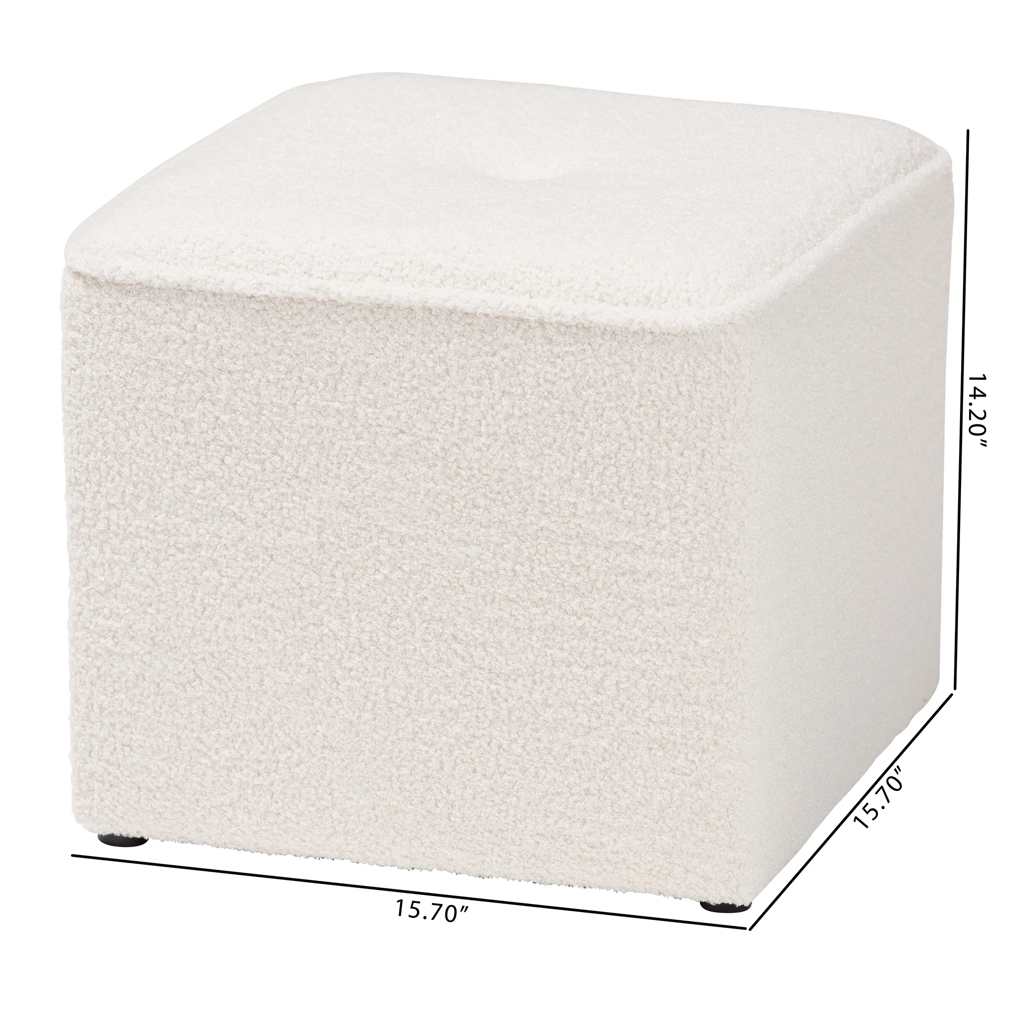 Baxton Studio Isaiah Modern and Contemporary Ivory Boucle Upholstered Ottoman - Image 7