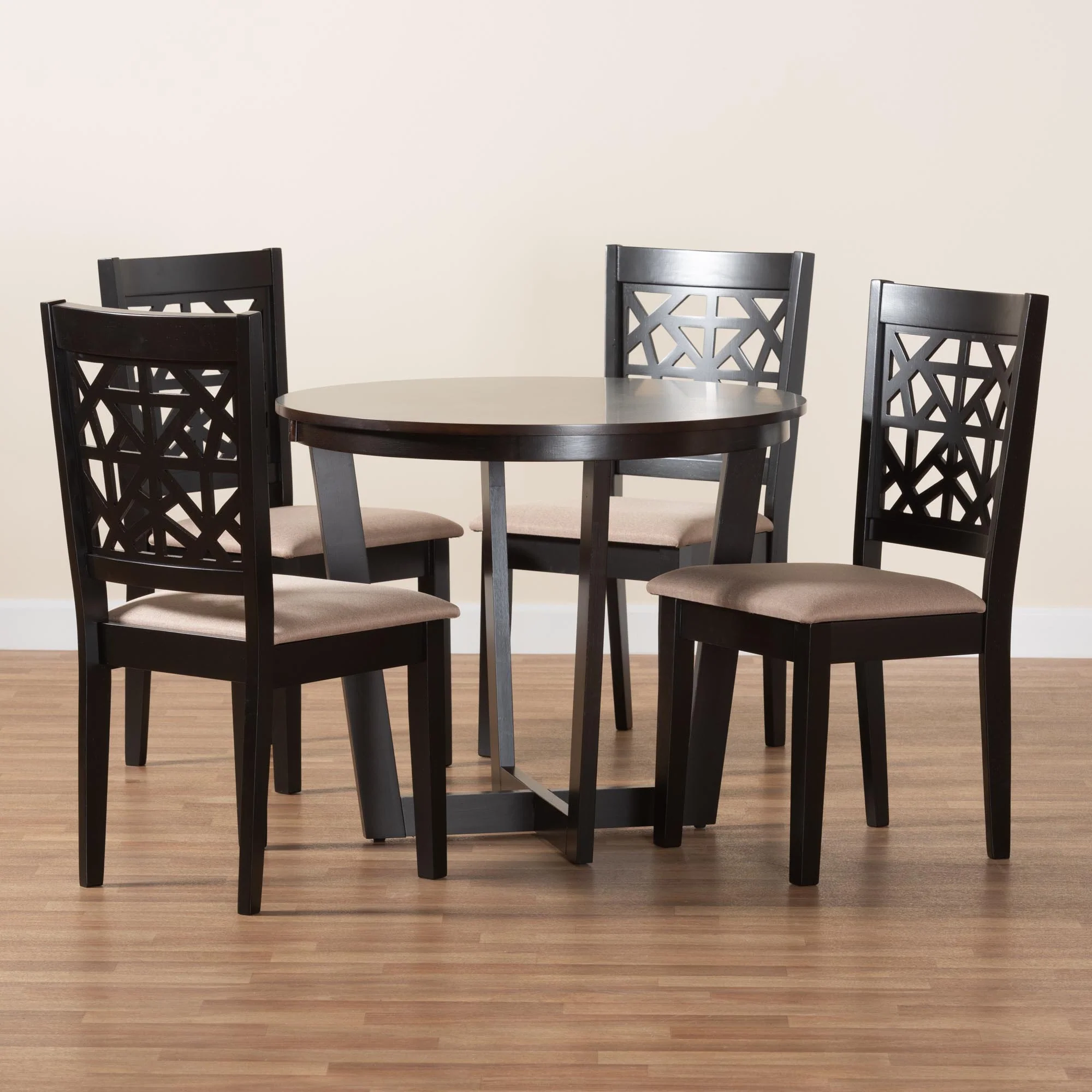 Baxton Studio Jamie Moden Grey Fabric and Dark Brown Finished Wood 5-Piece Dining Set - Image 12